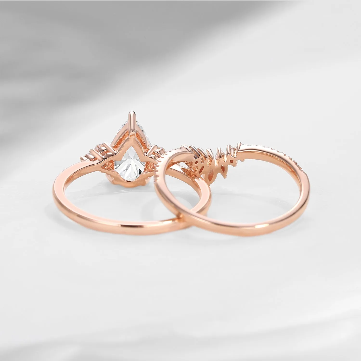 1.0ct-2.0ct Pear Cut Lab Diamond Engagement Ring Set 2pcs - Vivian