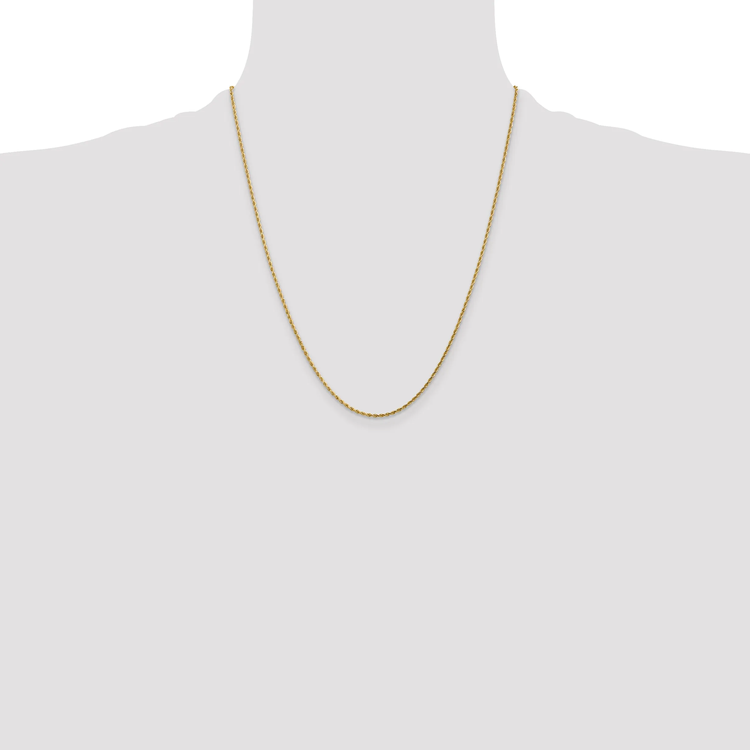 10K Gold Polished Diamond-Cut Rope Chain Necklace Unisex 16-Inch