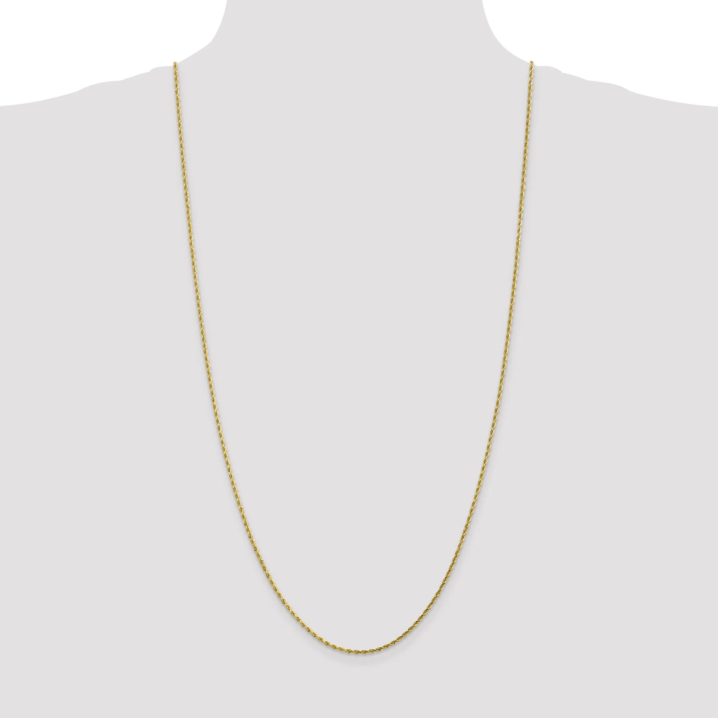 10K Gold Polished Diamond-Cut Rope Chain Necklace Unisex 16-Inch
