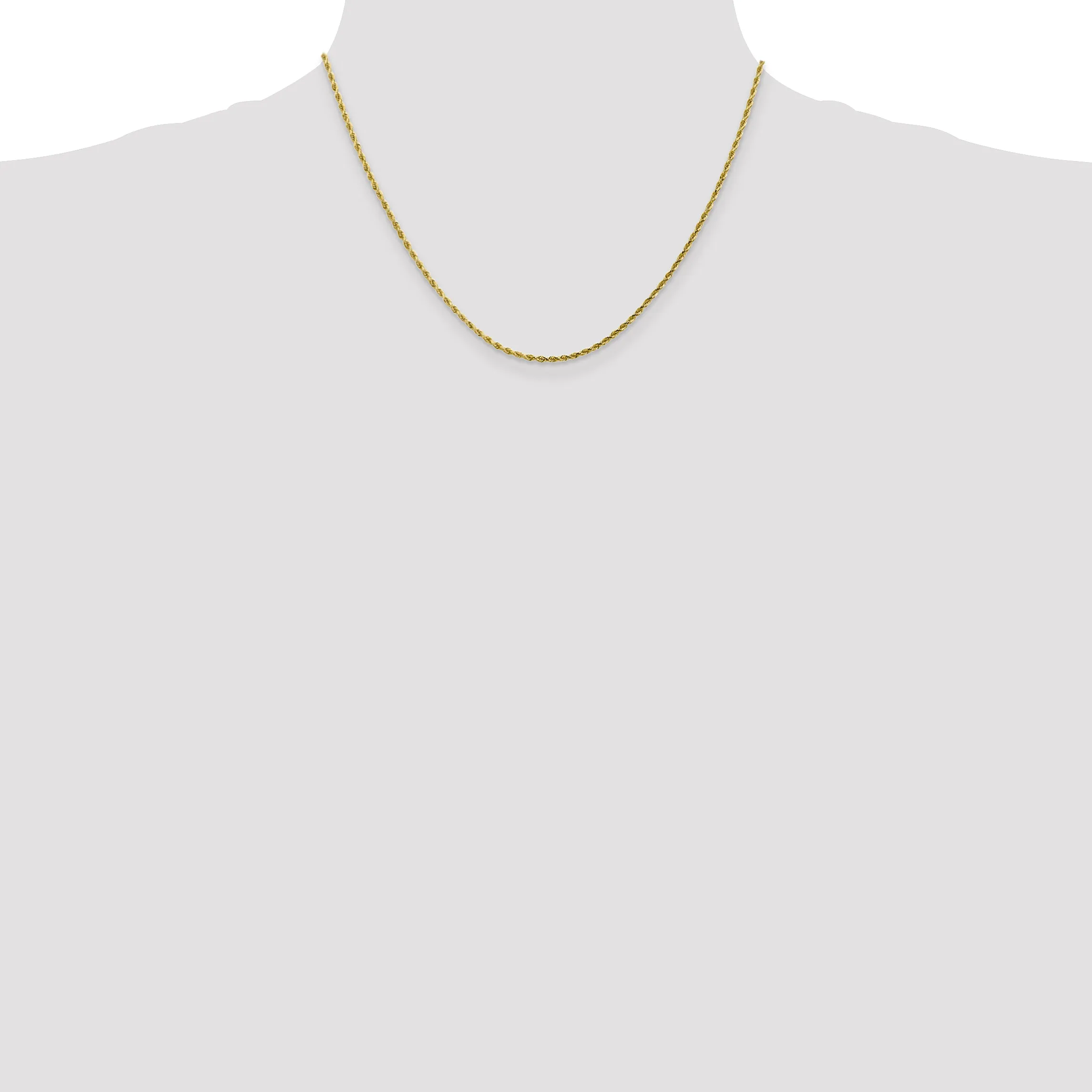 10K Gold Polished Diamond-Cut Rope Chain Necklace Unisex 16-Inch