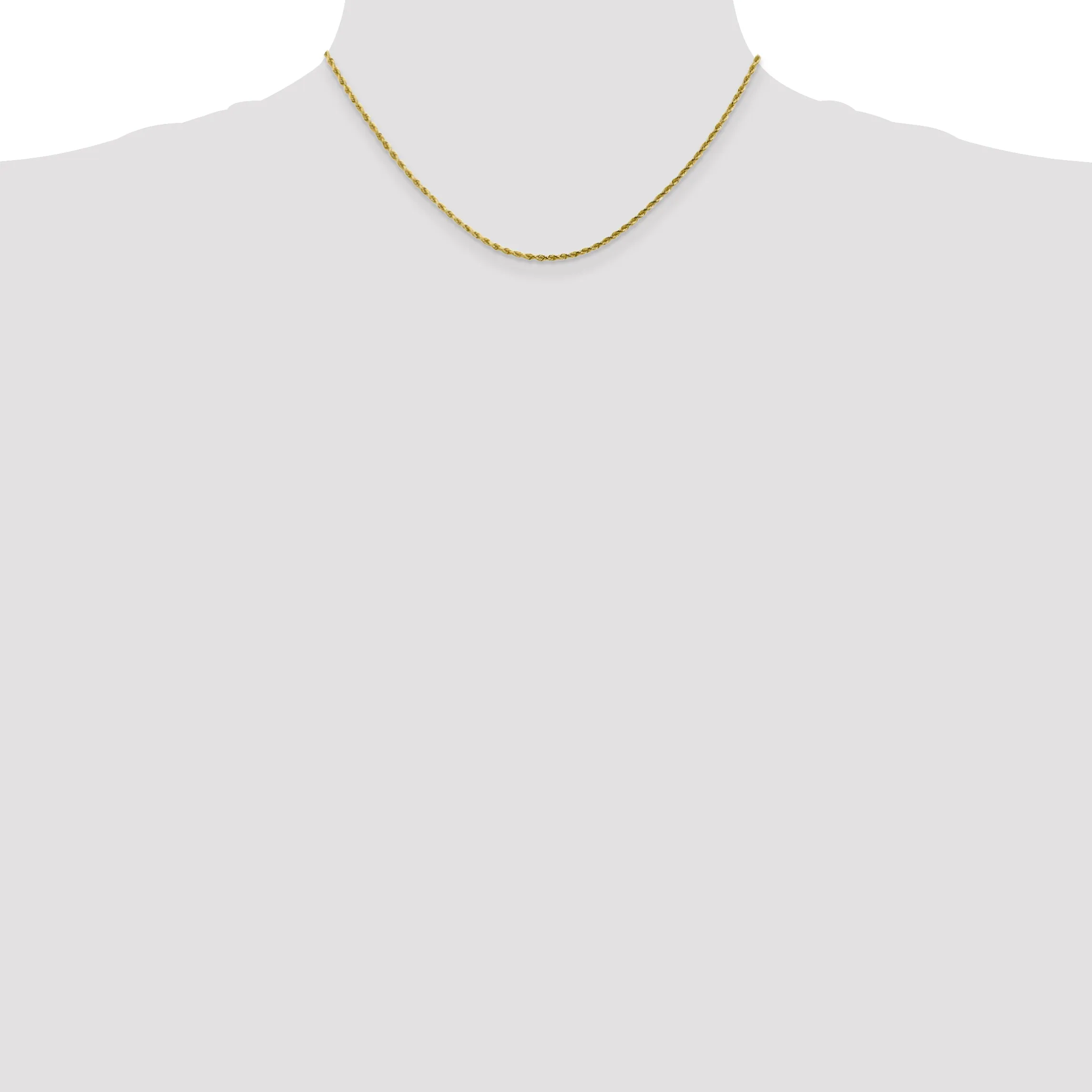 10K Gold Polished Diamond-Cut Rope Chain Necklace Unisex 16-Inch