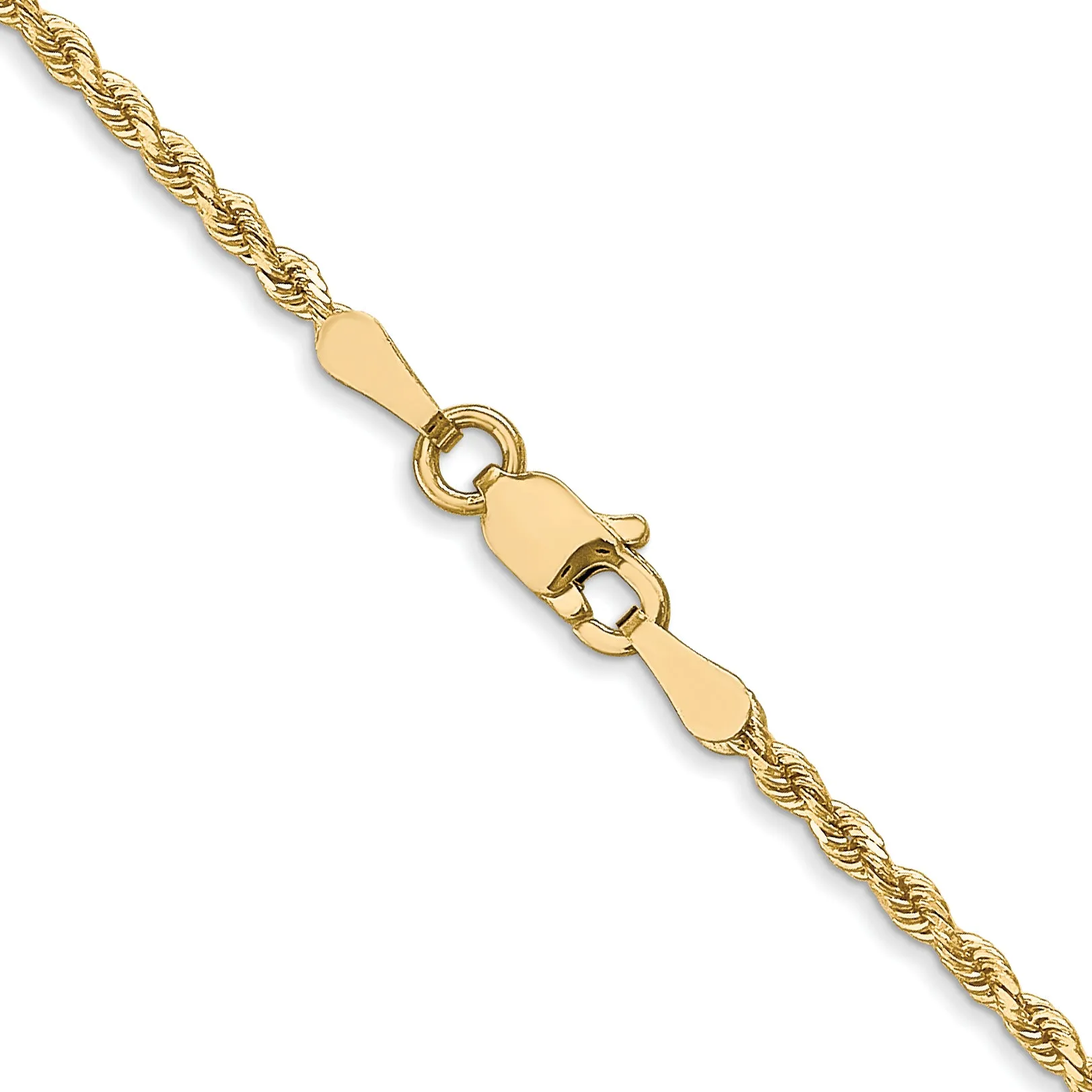 10K Gold Polished Diamond-Cut Rope Chain Necklace Unisex 16-Inch