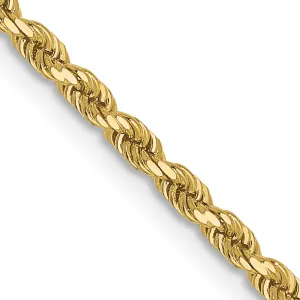 10K Gold Polished Diamond-Cut Rope Chain Necklace Unisex 16-Inch