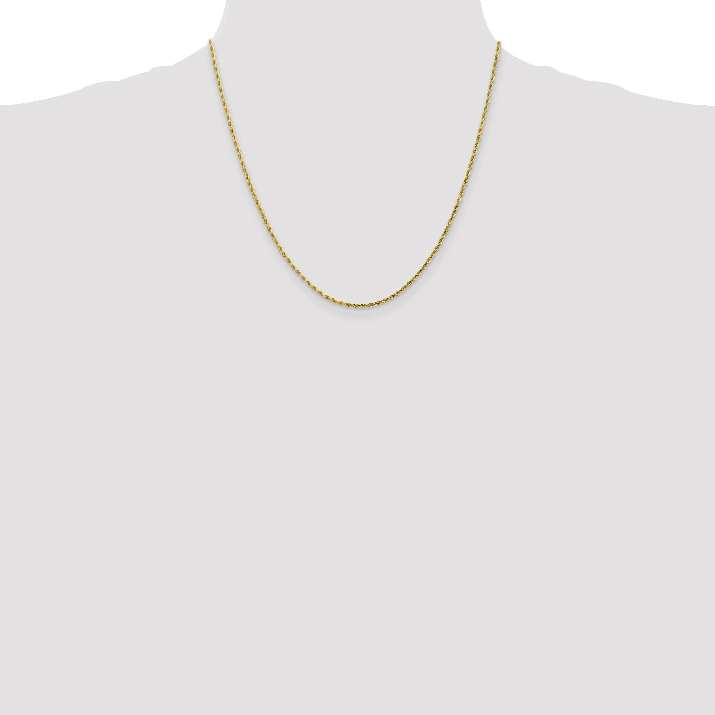 10K Gold Polished Diamond-Cut Rope Chain Necklace Unisex 16-Inch