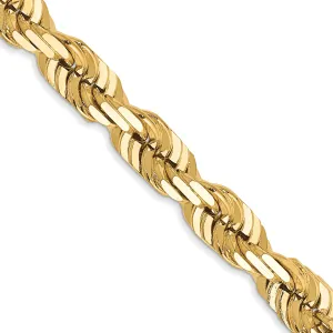 10K Gold Polished Rope Chain Necklace with Diamond-Cut Texture, 20 Inch