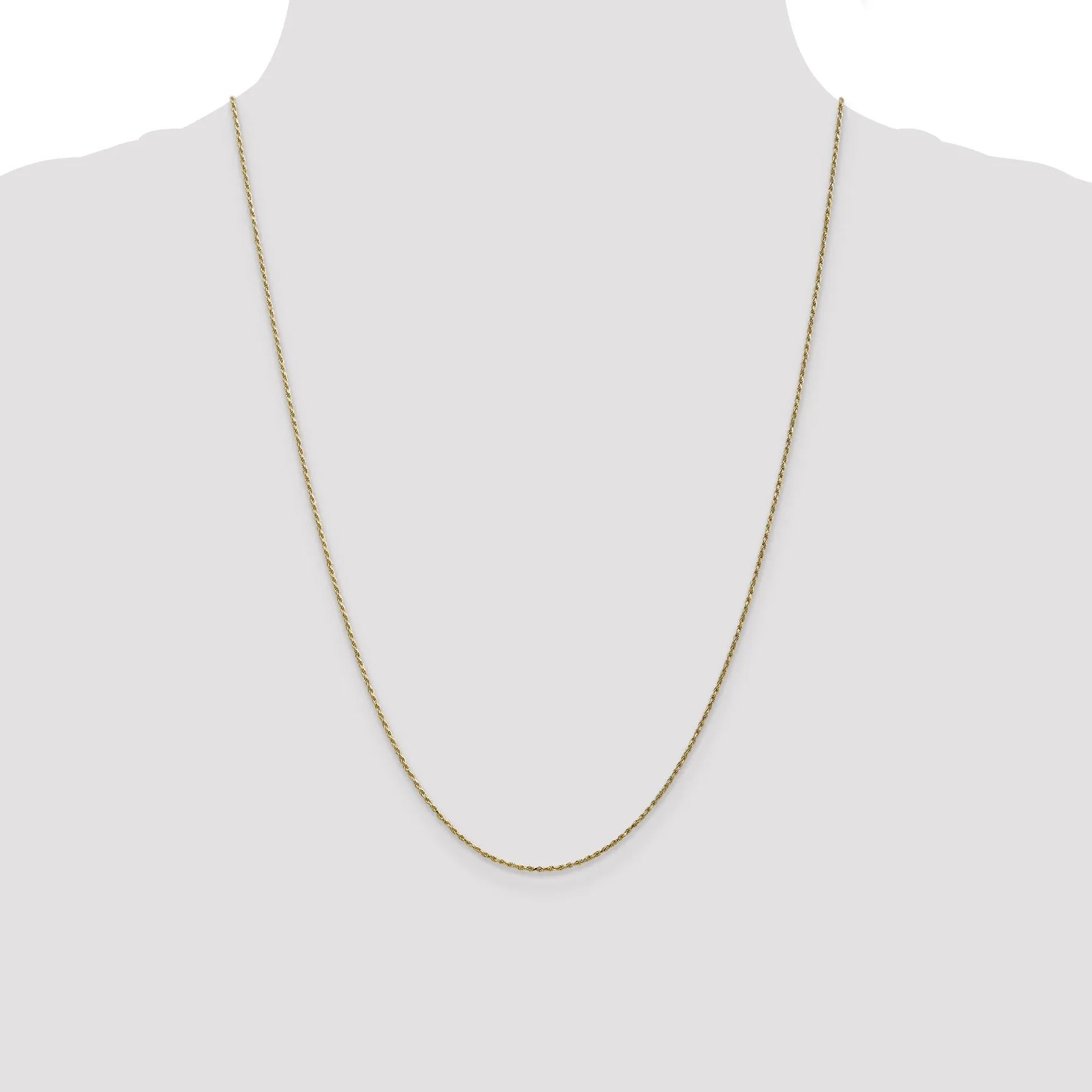 10K Gold Rope Chain Necklace with Polished Diamond-Cut Finish