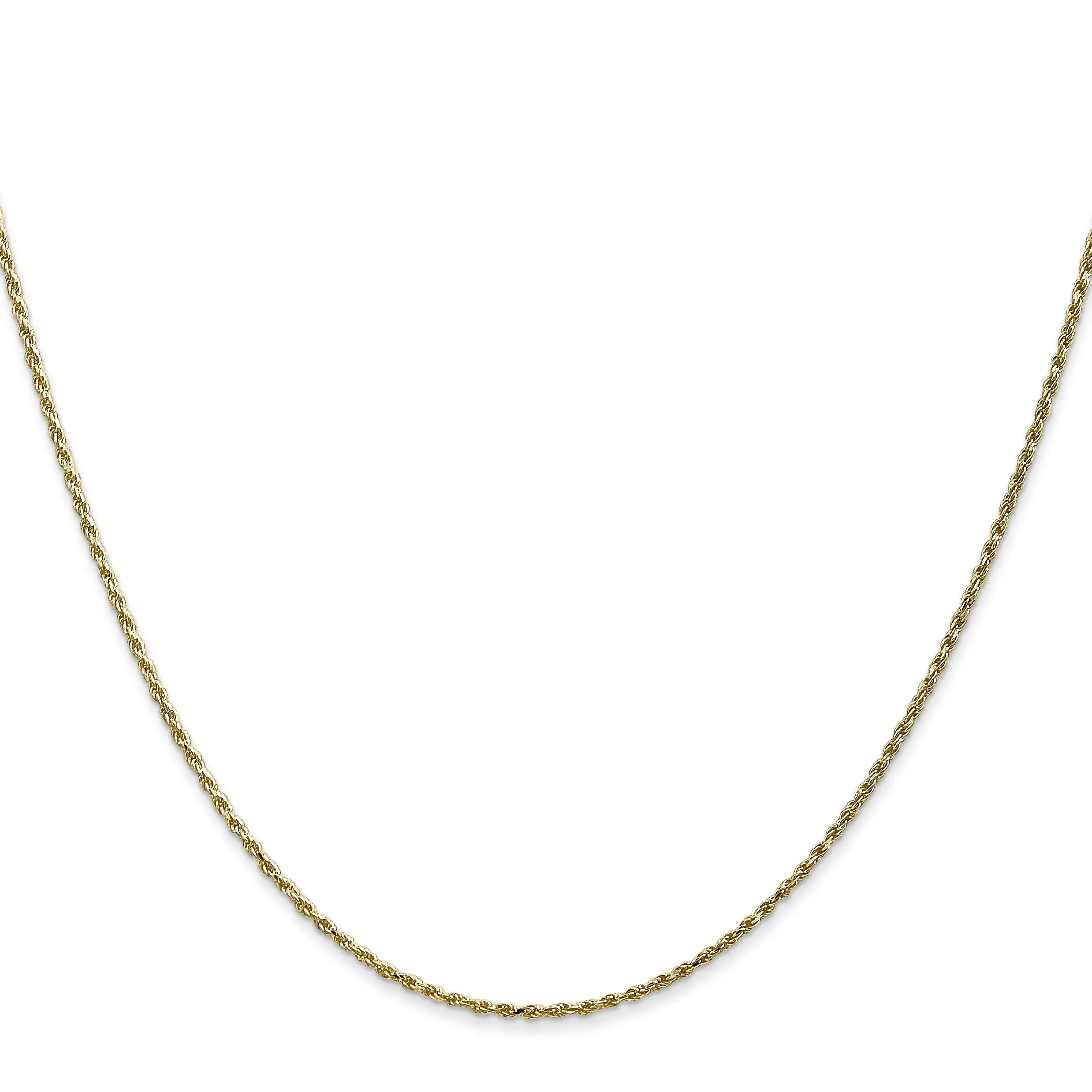 10K Gold Rope Chain Necklace with Polished Diamond-Cut Finish