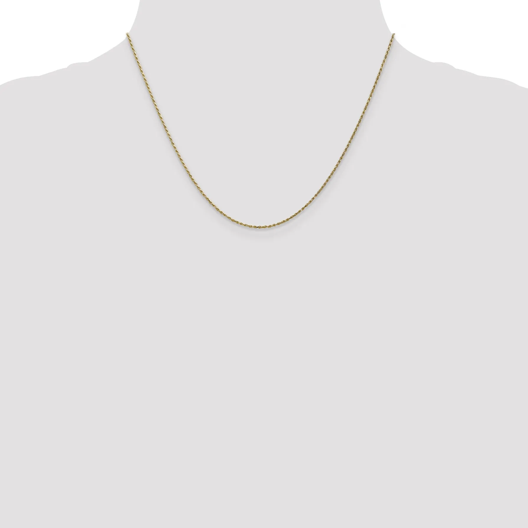 10K Gold Rope Chain Necklace with Polished Diamond-Cut Finish