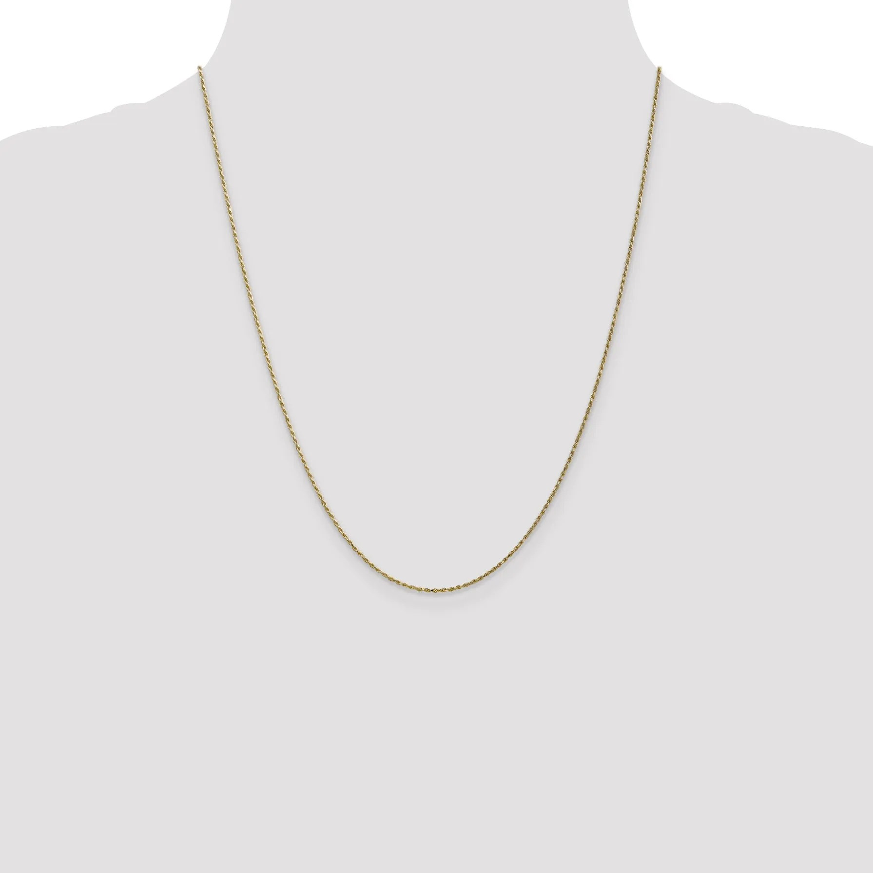 10K Gold Rope Chain Necklace with Polished Diamond-Cut Finish