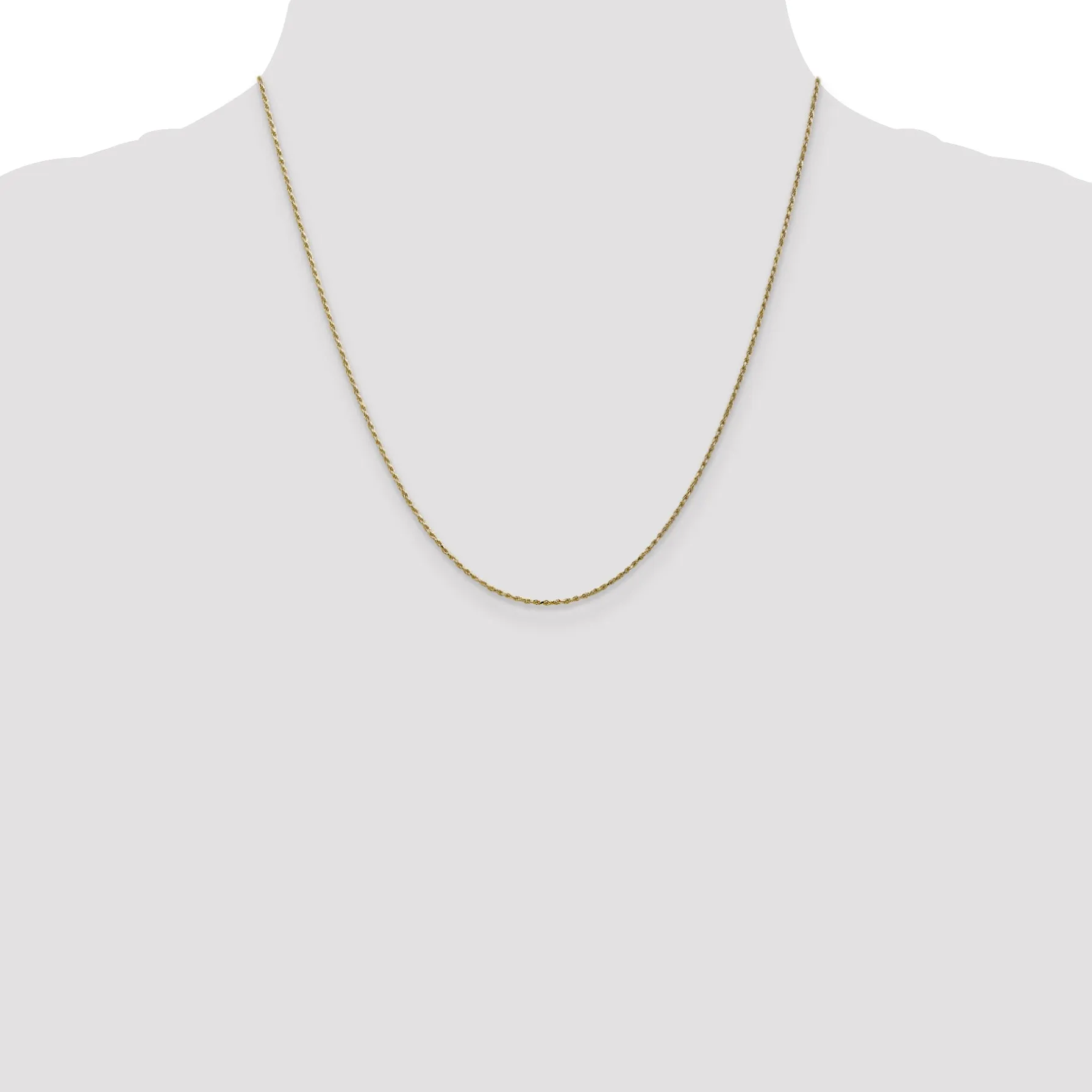 10K Gold Rope Chain Necklace with Polished Diamond-Cut Finish