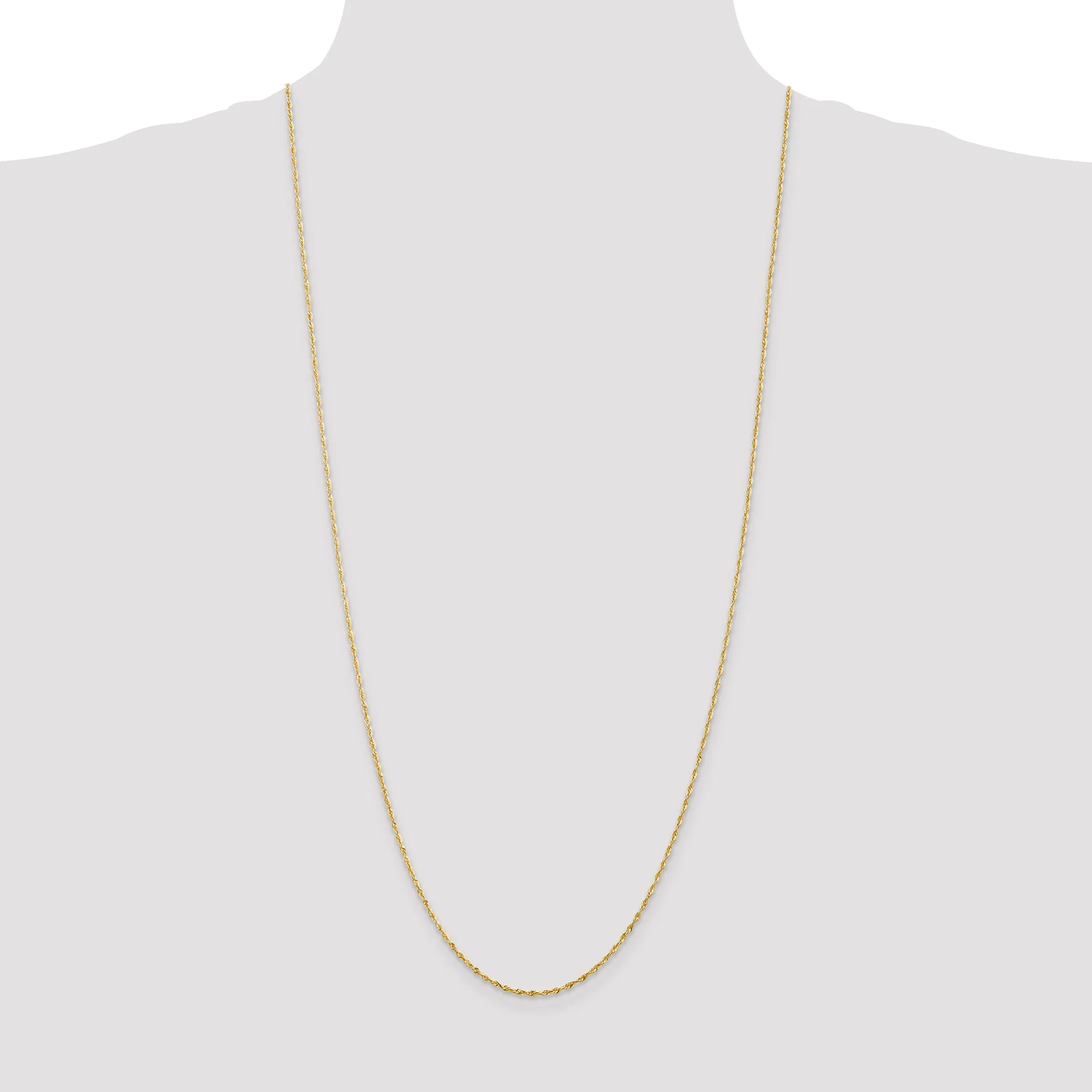10K Gold Rope Necklace with Polished Diamond-Cut Lightweight Design