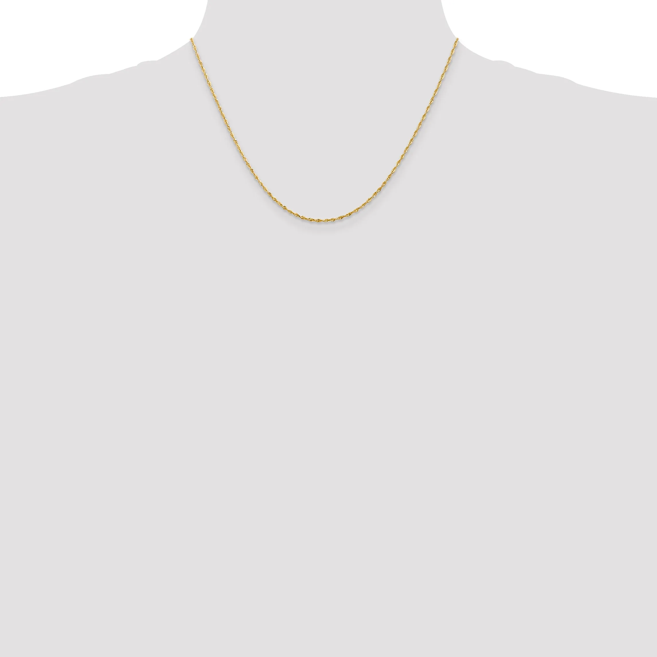 10K Gold Rope Necklace with Polished Diamond-Cut Lightweight Design