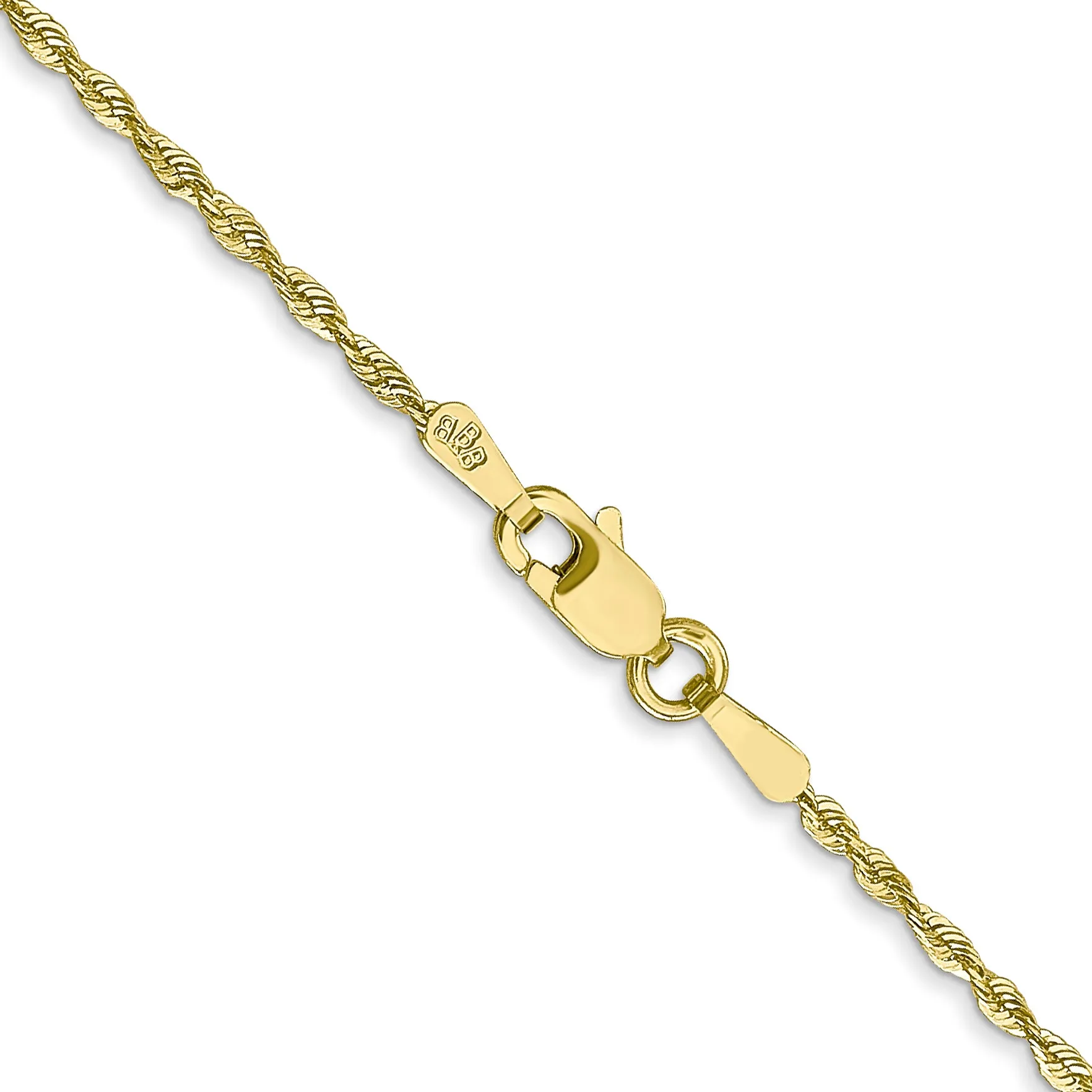 10K Gold Rope Necklace with Polished Diamond-Cut Lightweight Design