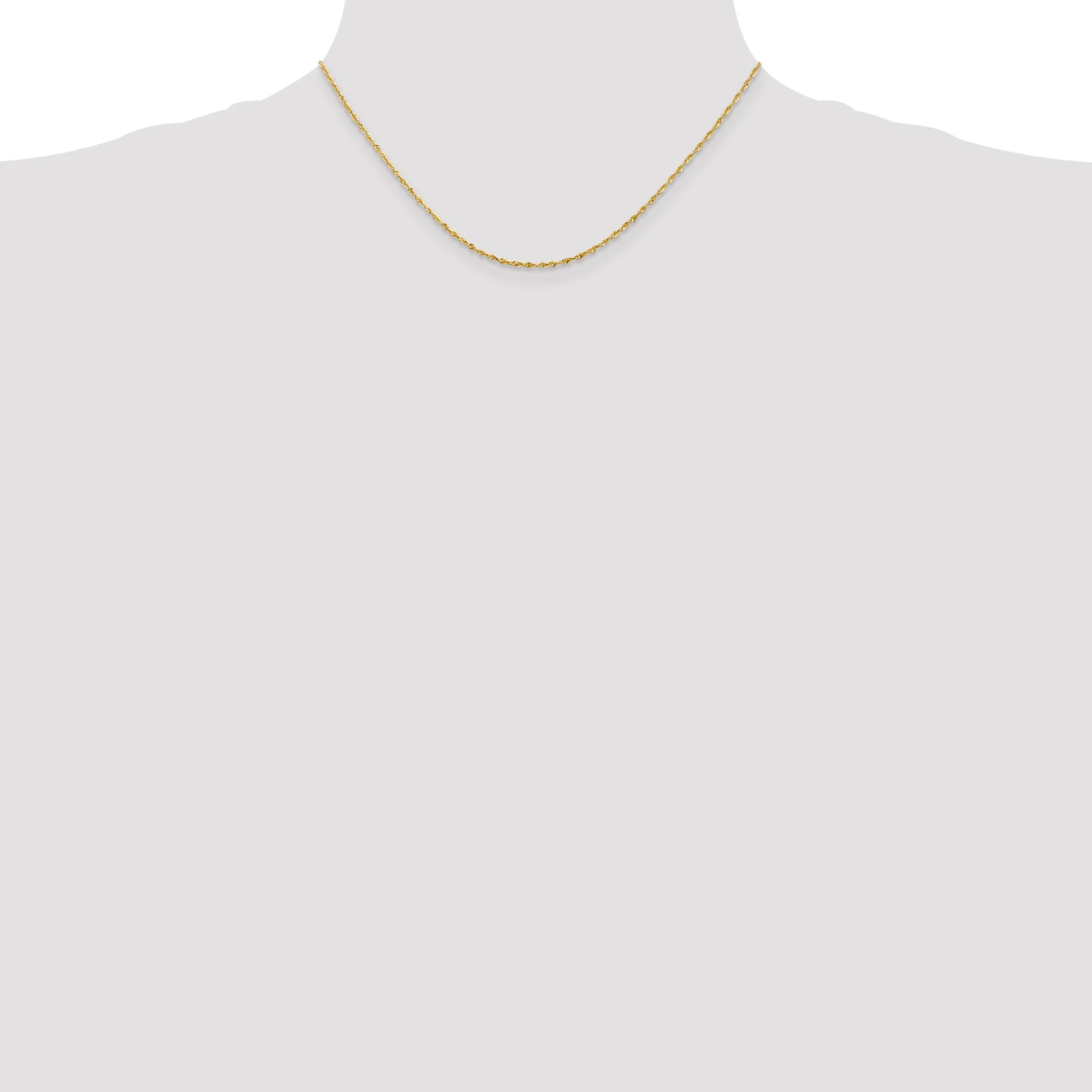 10K Gold Rope Necklace with Polished Diamond-Cut Lightweight Design