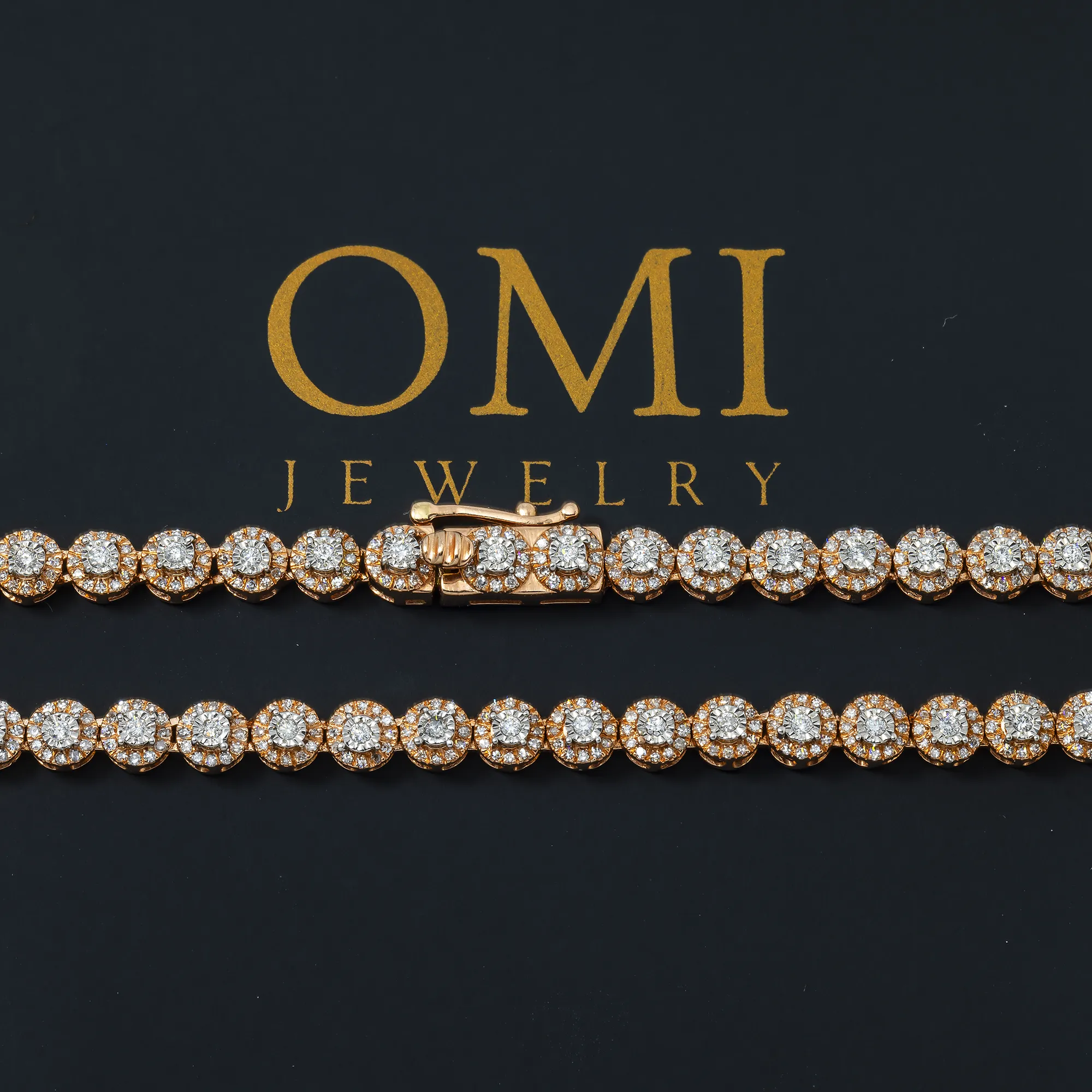 10K GOLD ROUND DIAMOND TENNIS CHAIN 3.50 CT