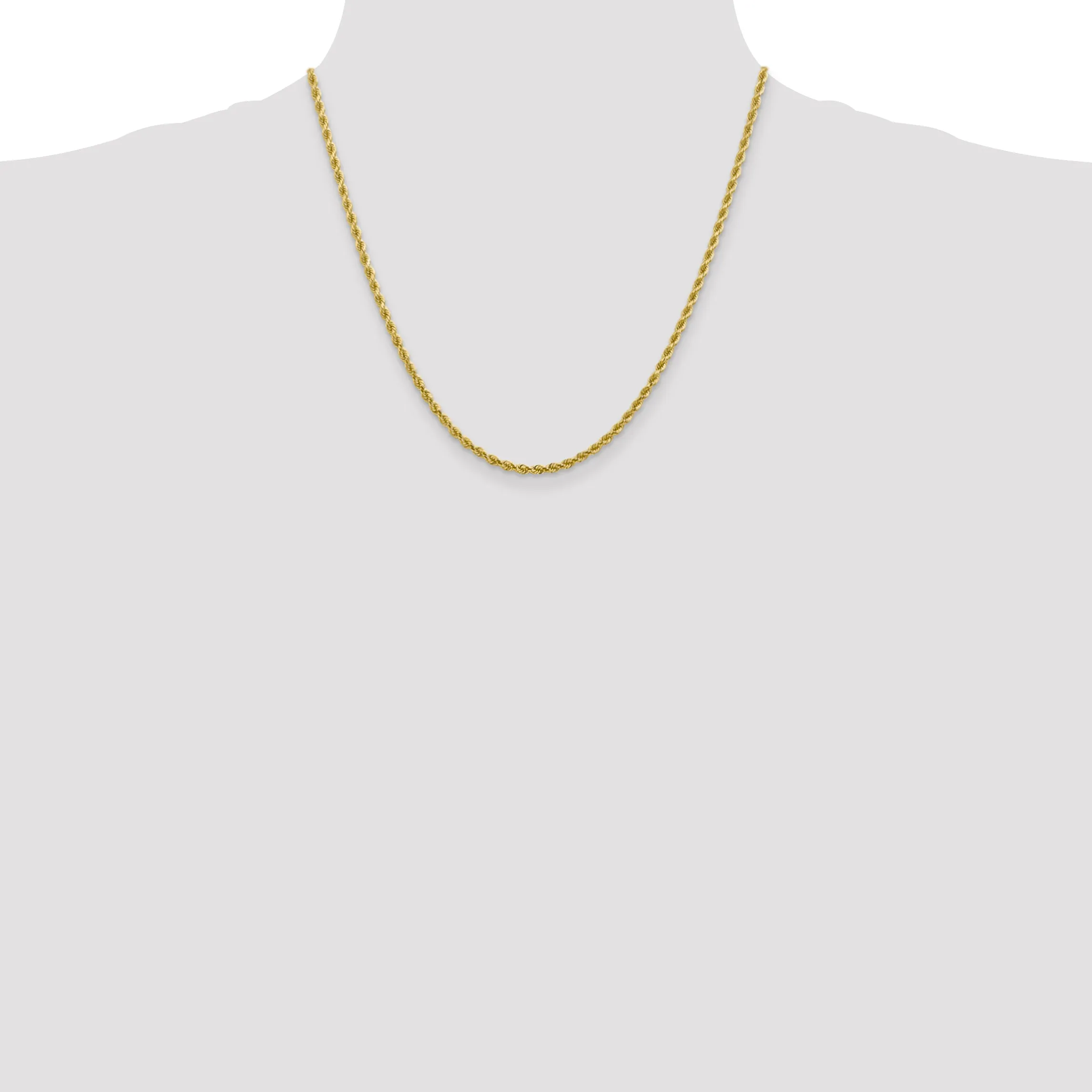 10K Gold Solid Diamond-Cut Rope Necklace with Polished Finish