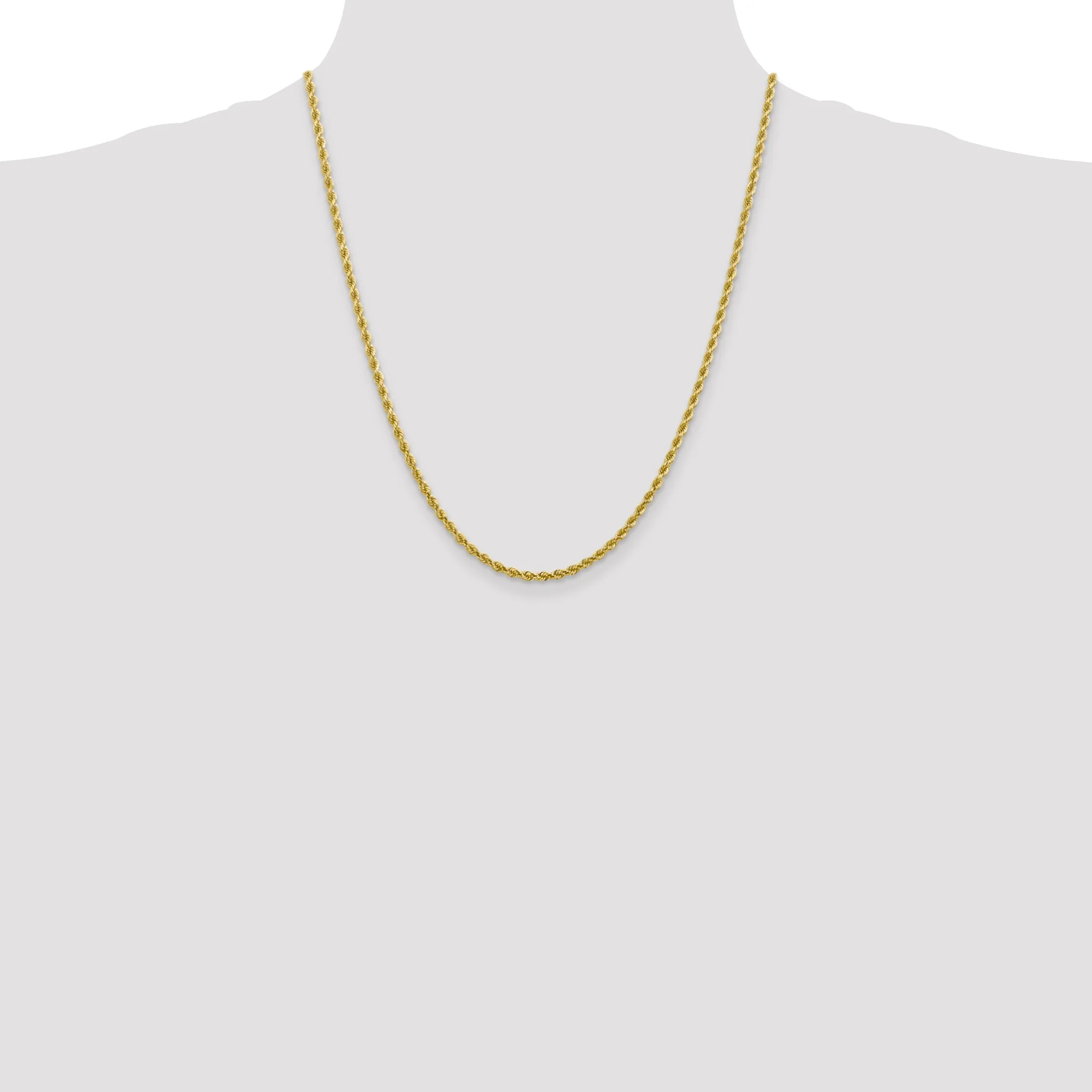 10K Gold Solid Diamond-Cut Rope Necklace with Polished Finish