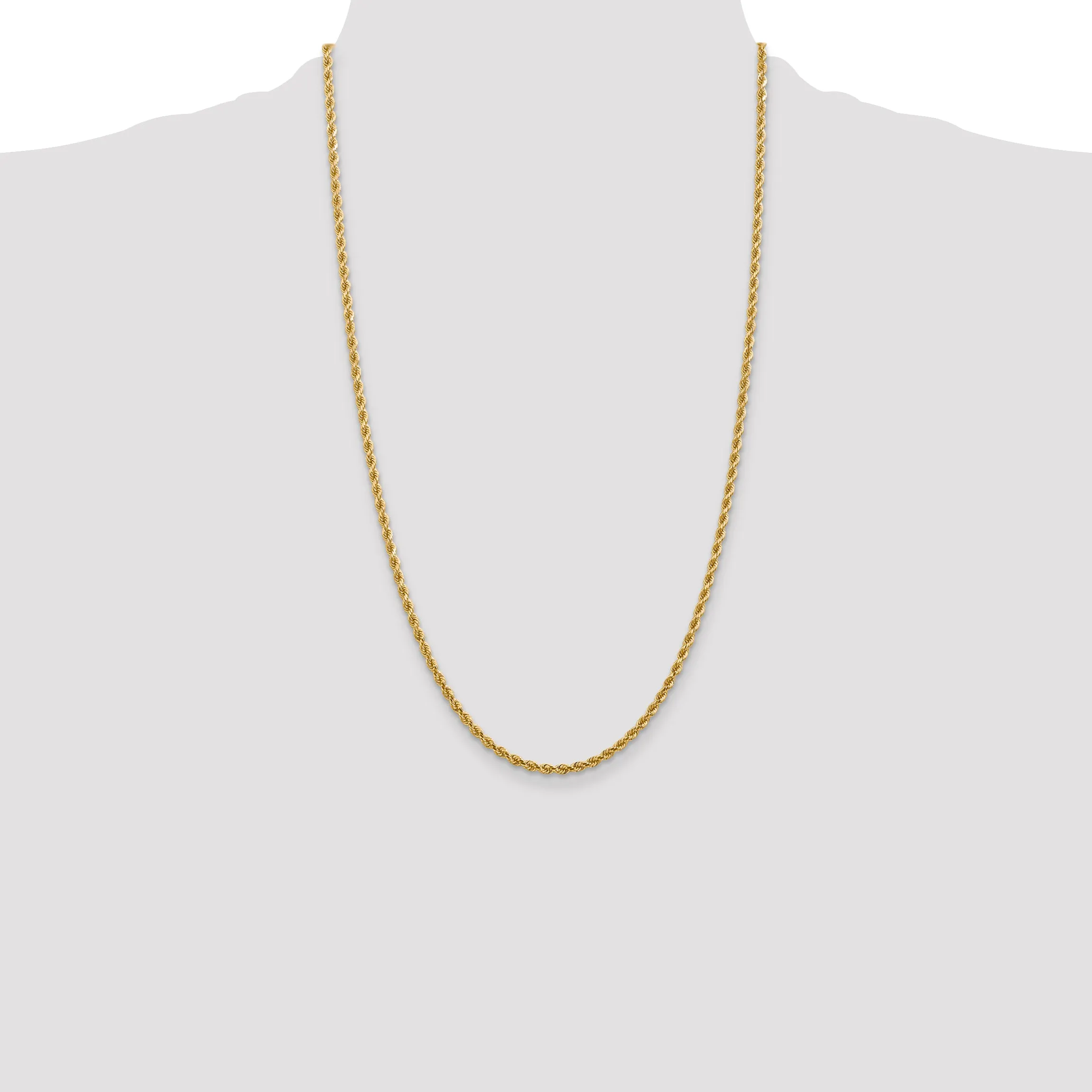 10K Gold Solid Diamond-Cut Rope Necklace with Polished Finish