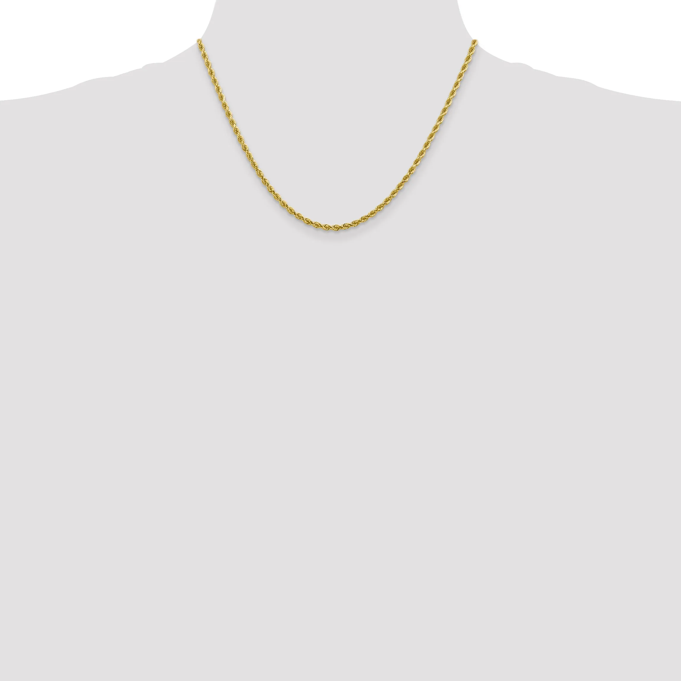 10K Gold Solid Diamond-Cut Rope Necklace with Polished Finish