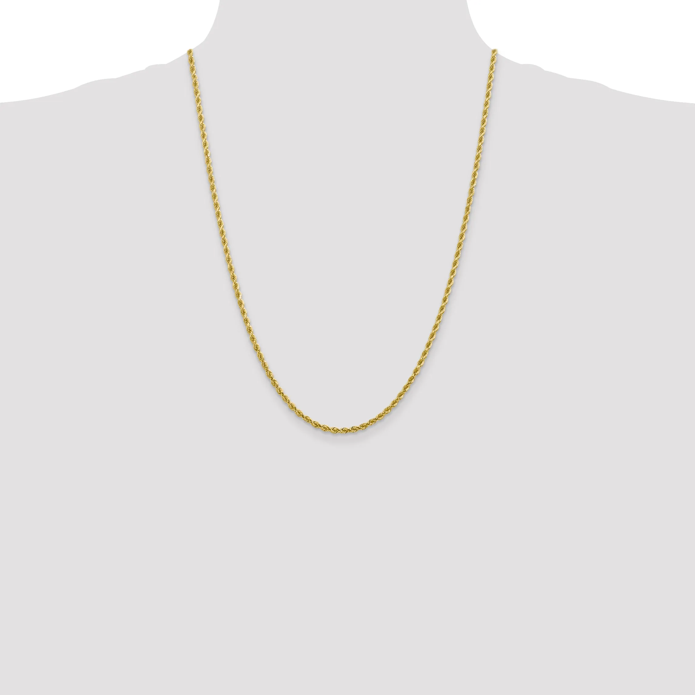 10K Gold Solid Diamond-Cut Rope Necklace with Polished Finish