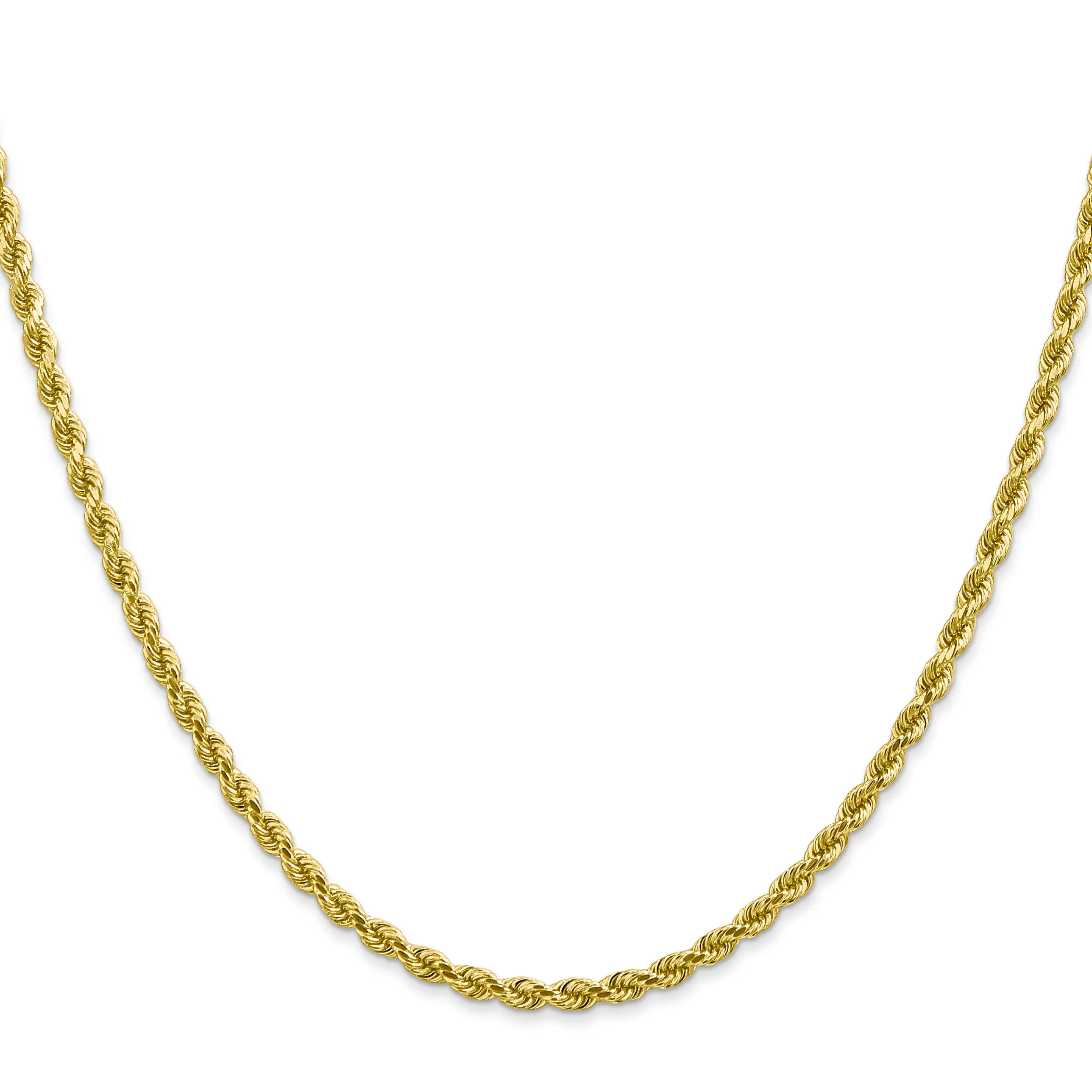 10K Gold Solid Diamond-Cut Rope Necklace with Polished Finish