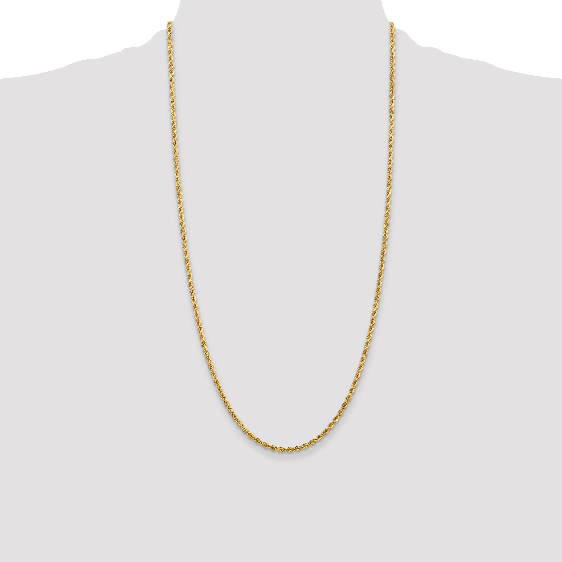 10K Gold Solid Diamond-Cut Rope Necklace with Polished Finish