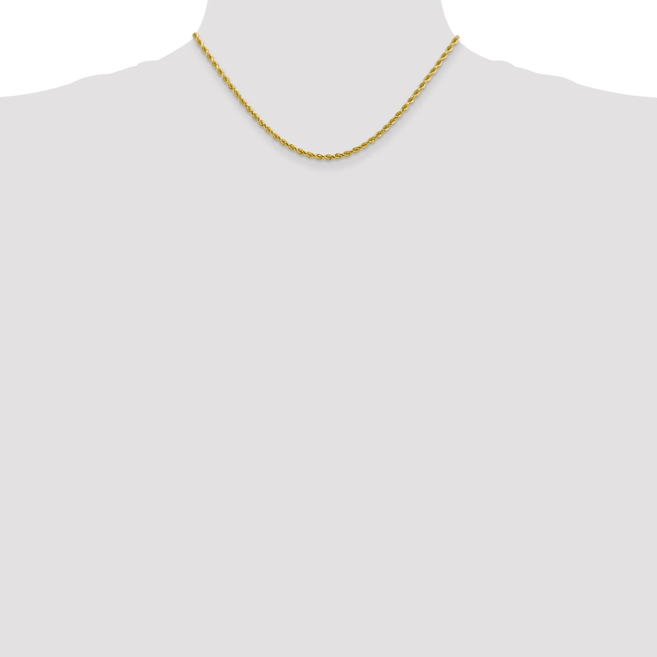10K Gold Solid Diamond-Cut Rope Necklace with Polished Finish