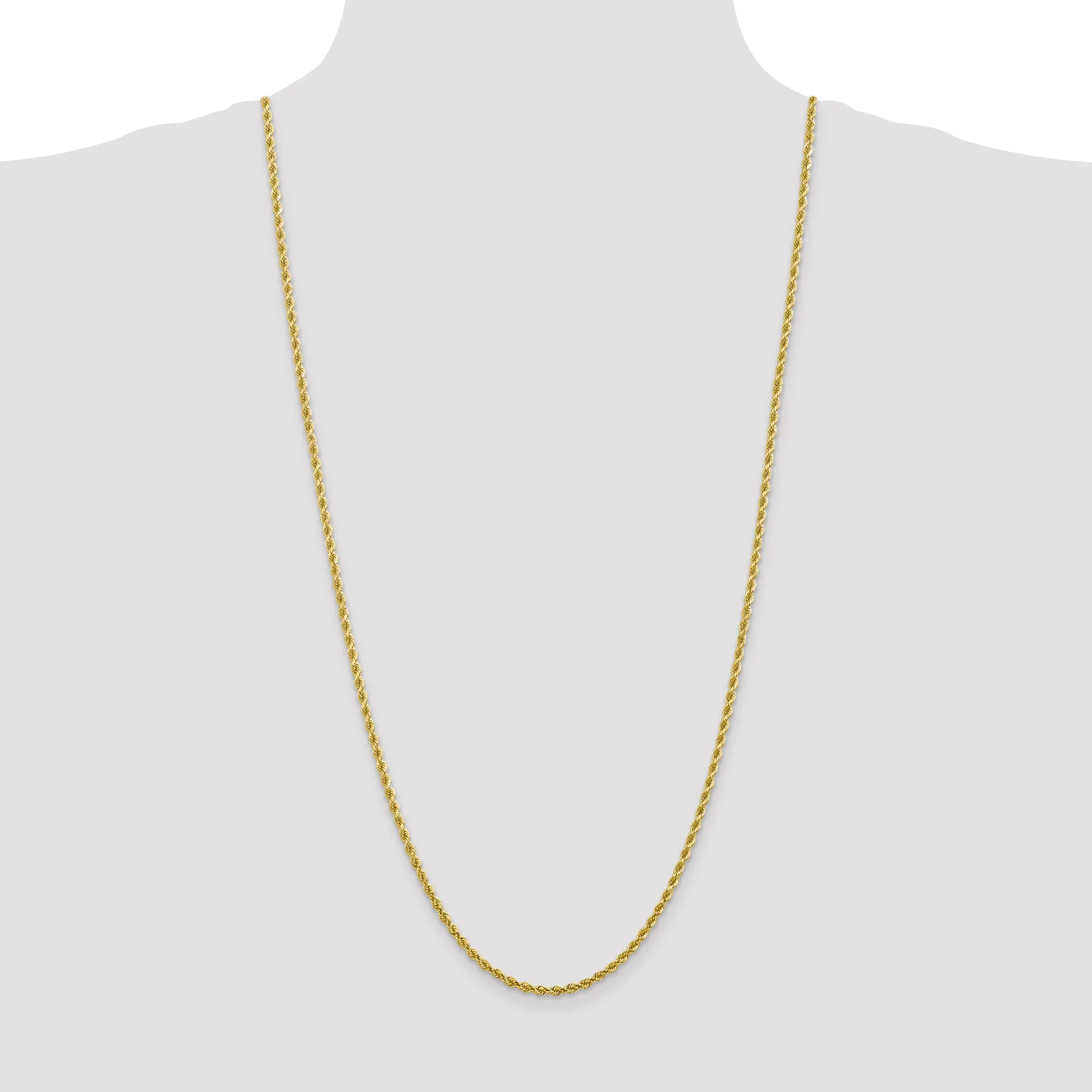 10K Gold Solid Diamond-Cut Rope Necklace with Polished Finish
