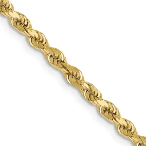 10K Gold Solid Diamond-Cut Rope Necklace with Polished Finish