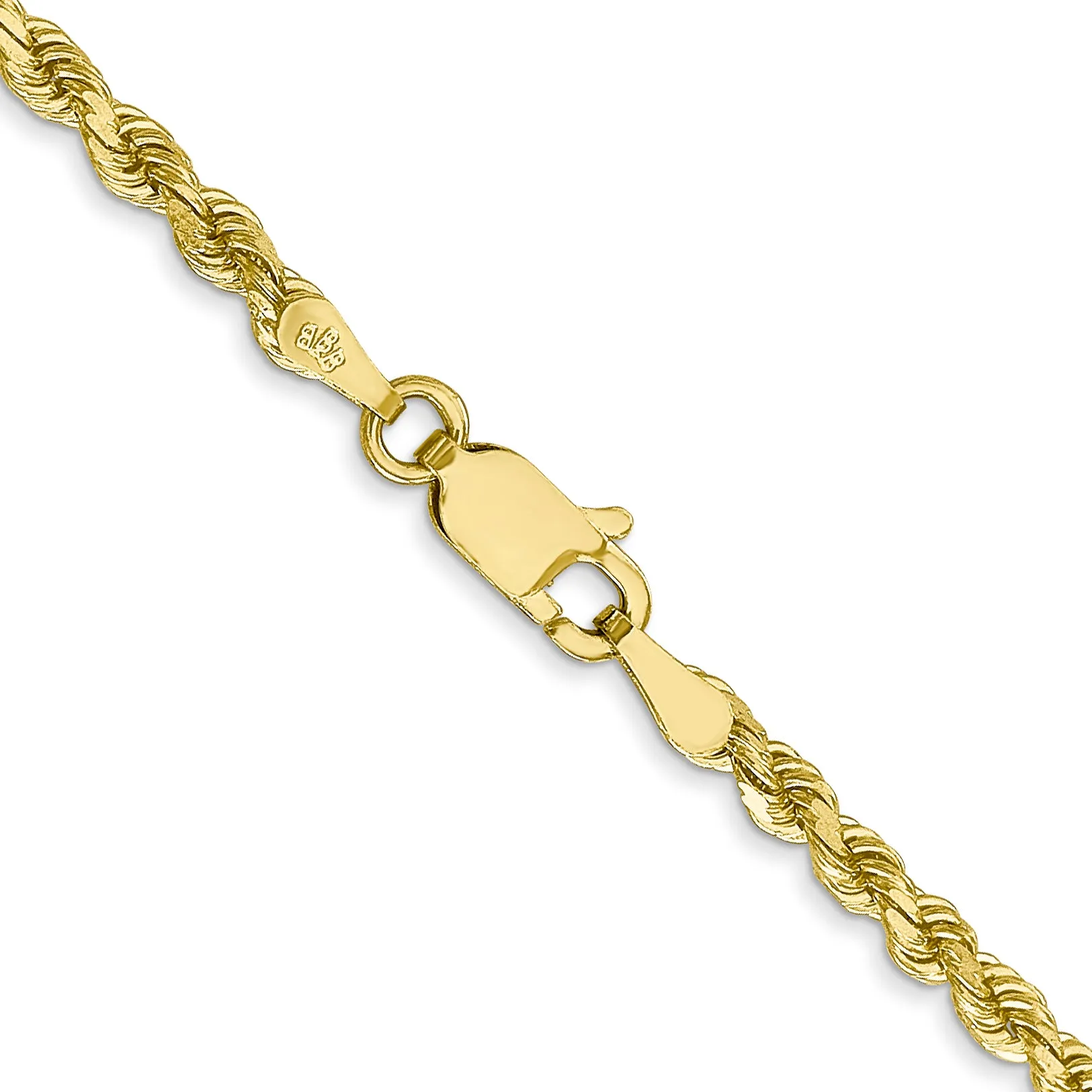 10K Gold Solid Diamond-Cut Rope Necklace with Polished Finish