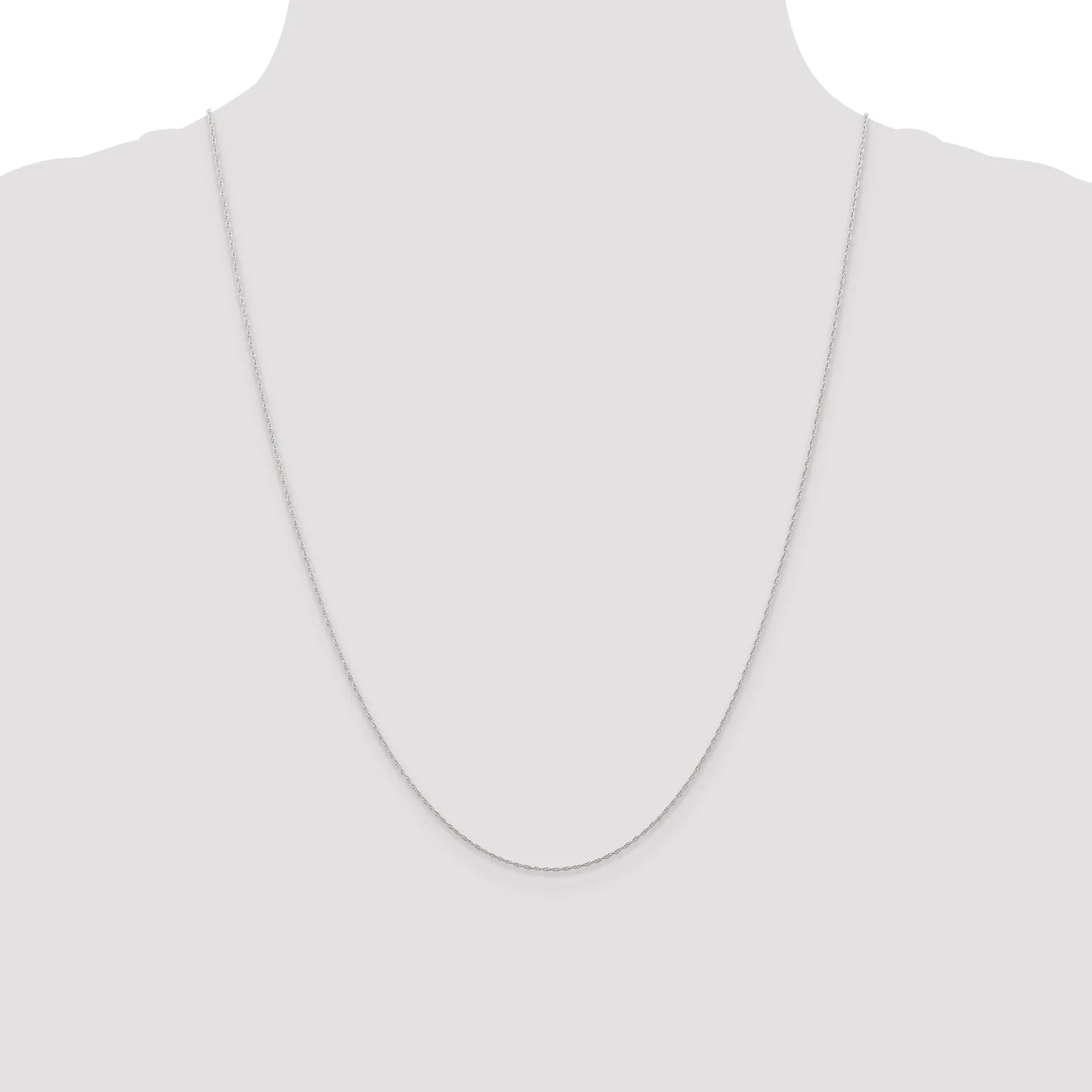 10K White Gold Polished Cable Rope Chain Necklace, Elegant 16-Inch