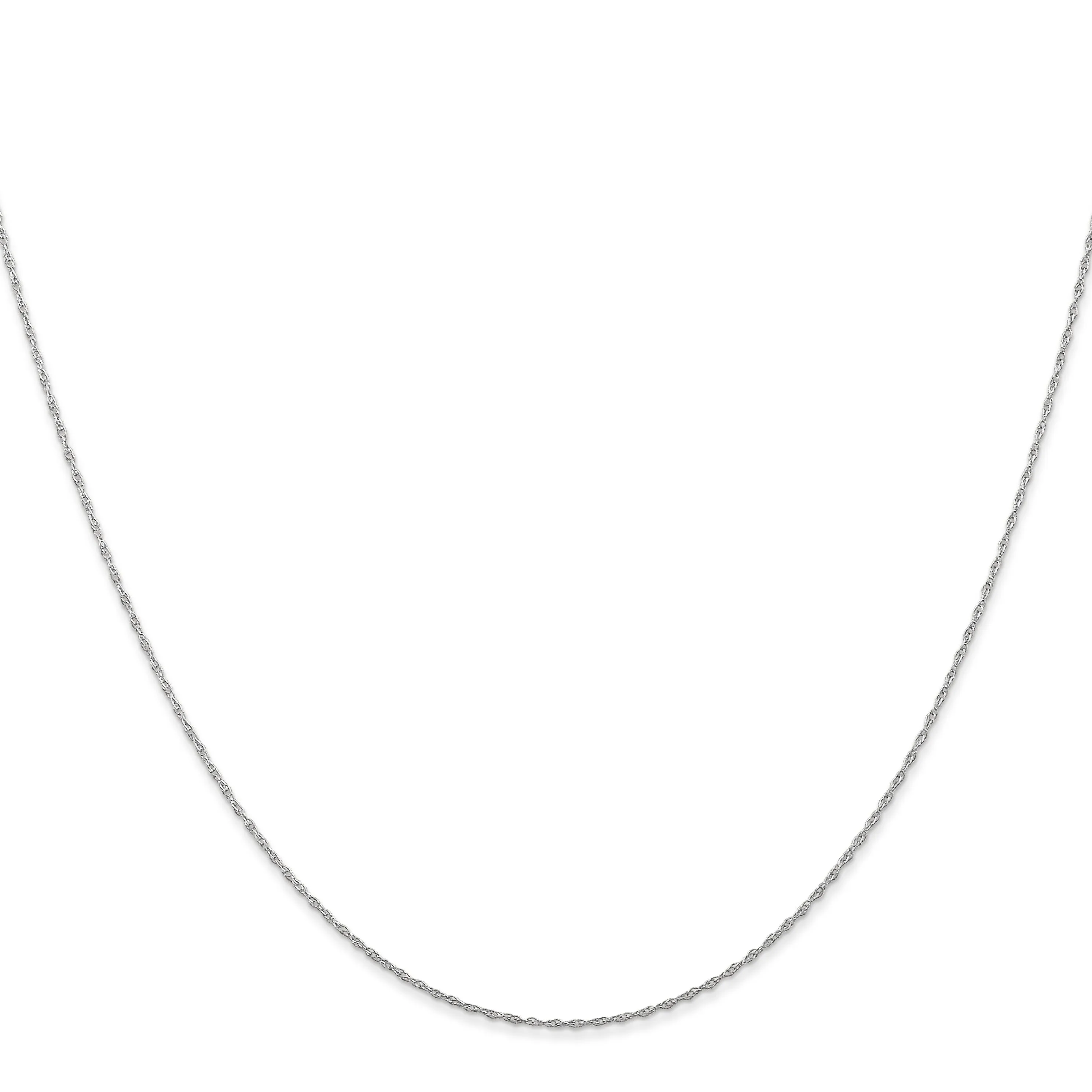 10K White Gold Polished Cable Rope Chain Necklace, Elegant 16-Inch