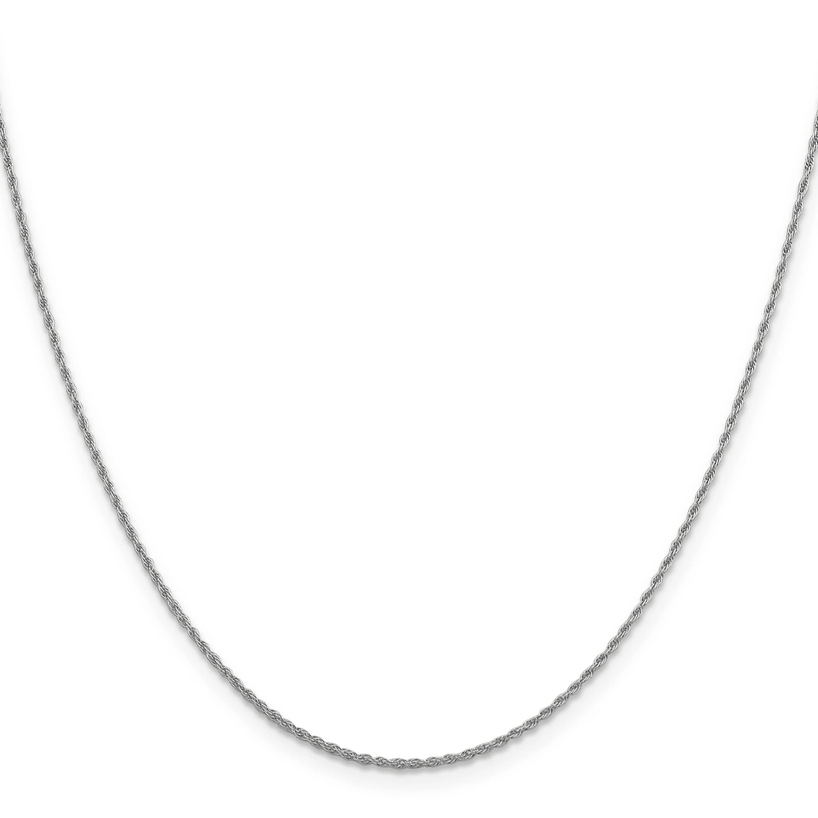 10K White Gold Polished Rope Necklace with Rhodium Finish Unisex