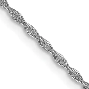 10K White Gold Polished Rope Necklace with Rhodium Finish Unisex