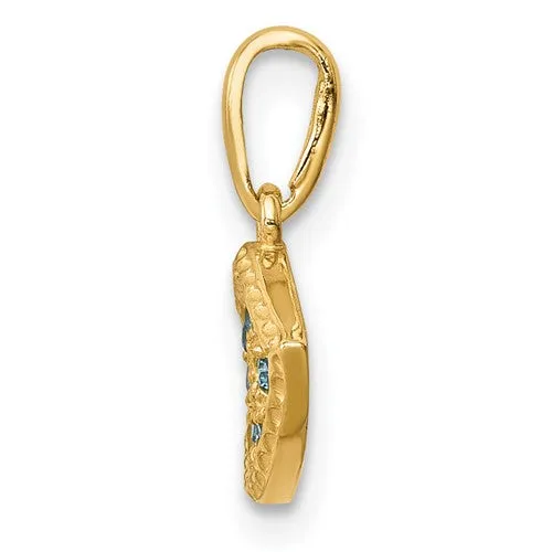 10k Yellow Gold Blue CZ Eye Pendant