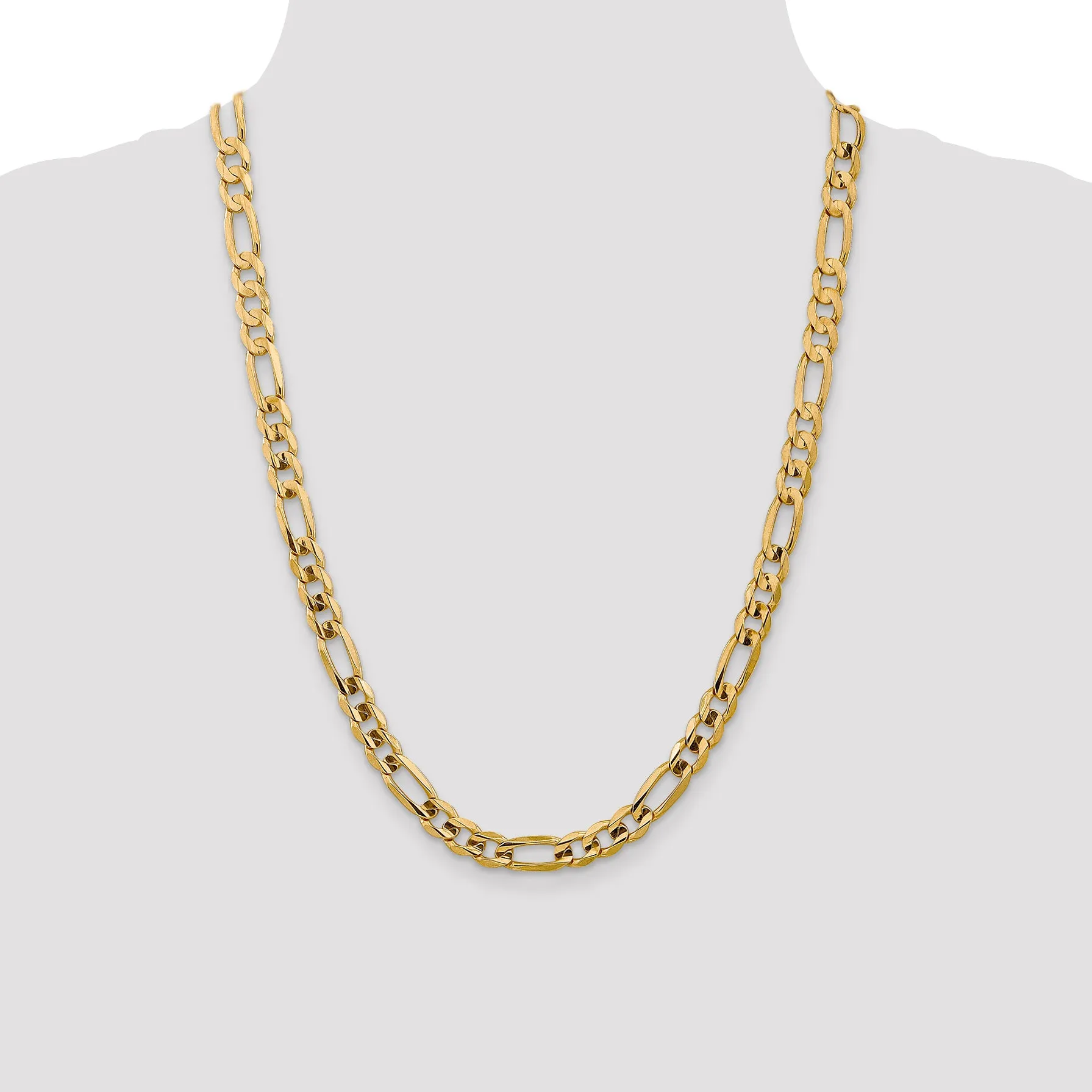 10K Yellow Gold Concave Figaro Necklace with Polished Finish