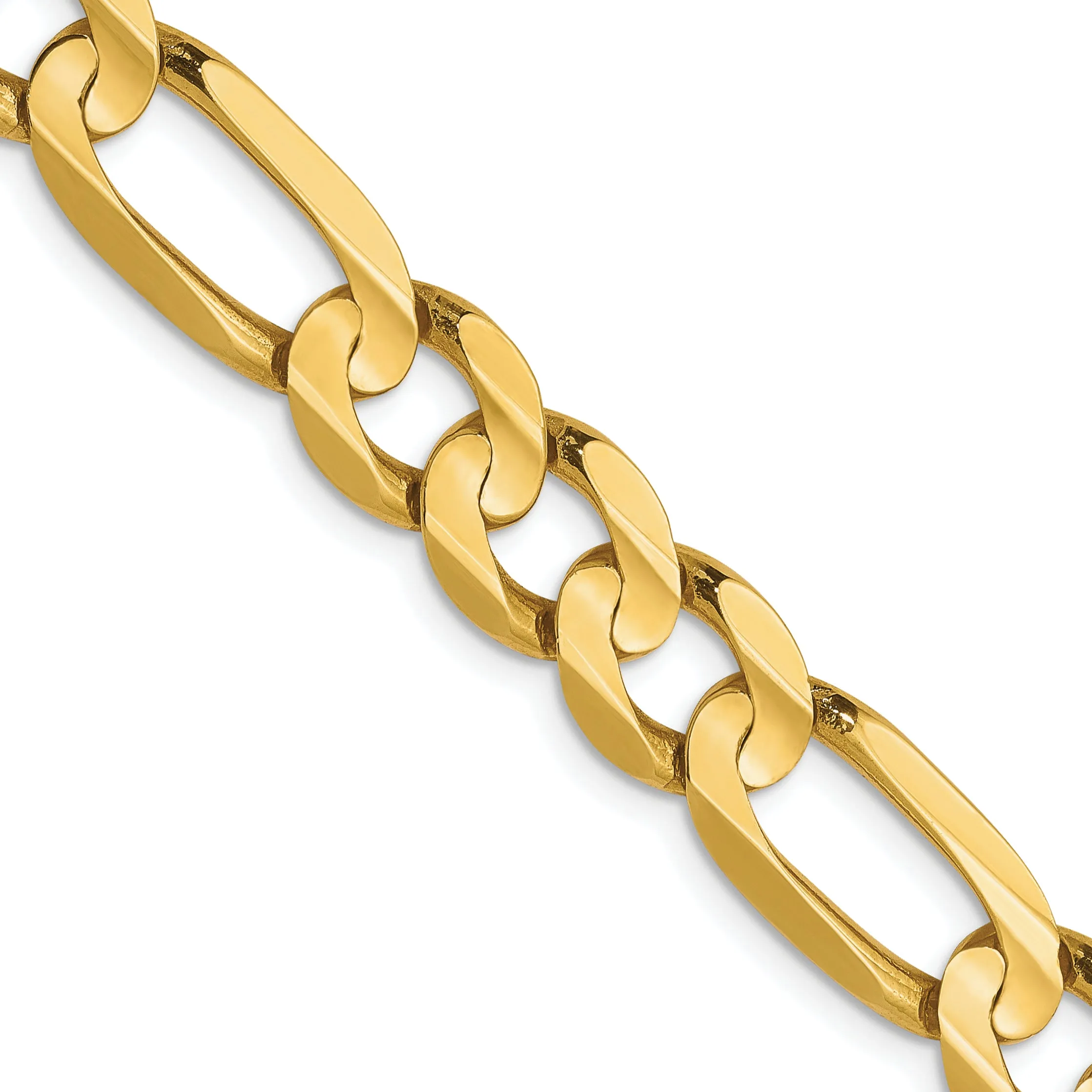 10K Yellow Gold Concave Figaro Necklace with Polished Finish