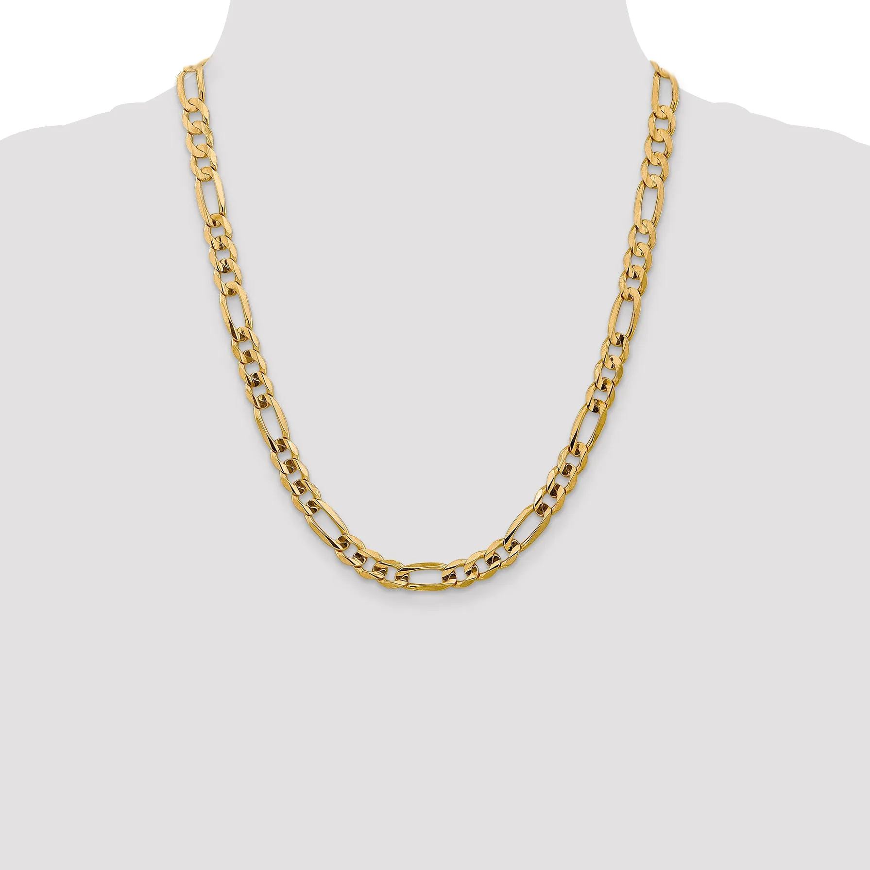10K Yellow Gold Concave Figaro Necklace with Polished Finish