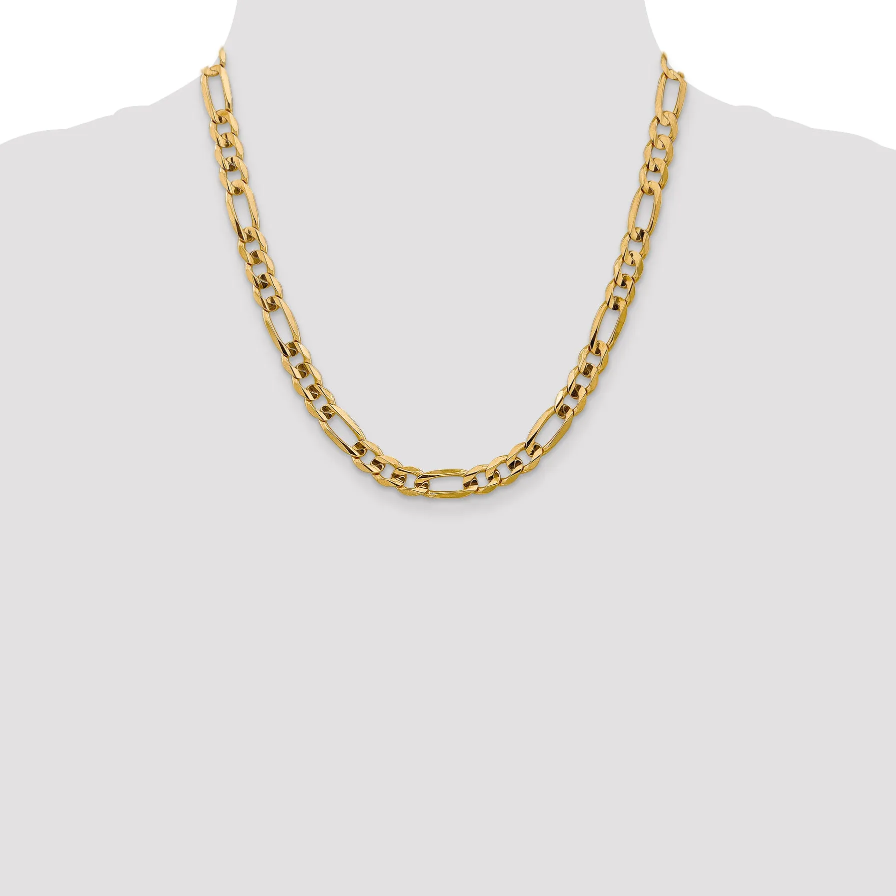 10K Yellow Gold Concave Figaro Necklace with Polished Finish