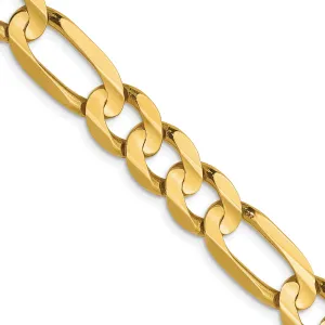 10K Yellow Gold Concave Figaro Necklace with Polished Finish