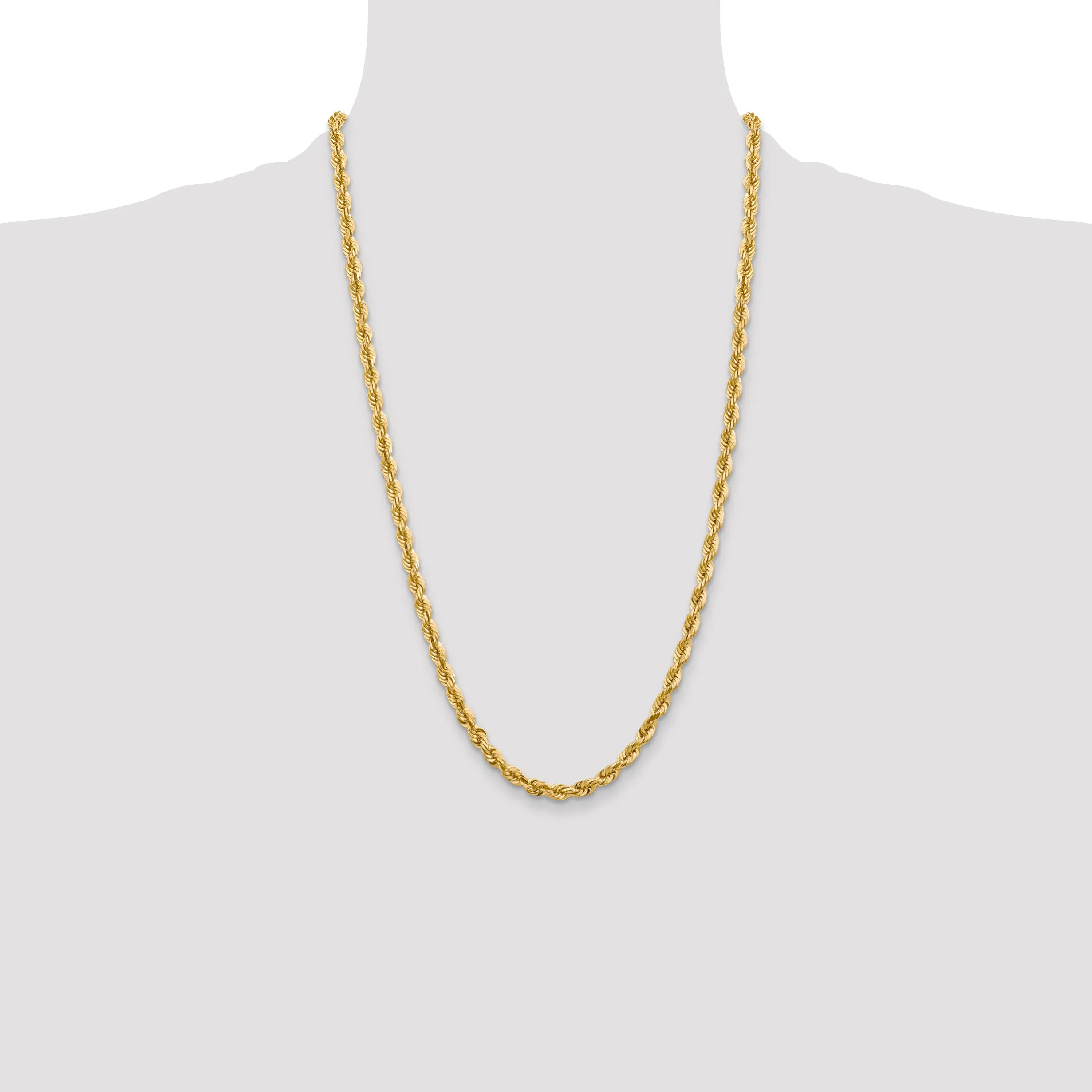 10K Yellow Gold Diamond-Cut Rope Chain Necklace, 20 Polished Unisex