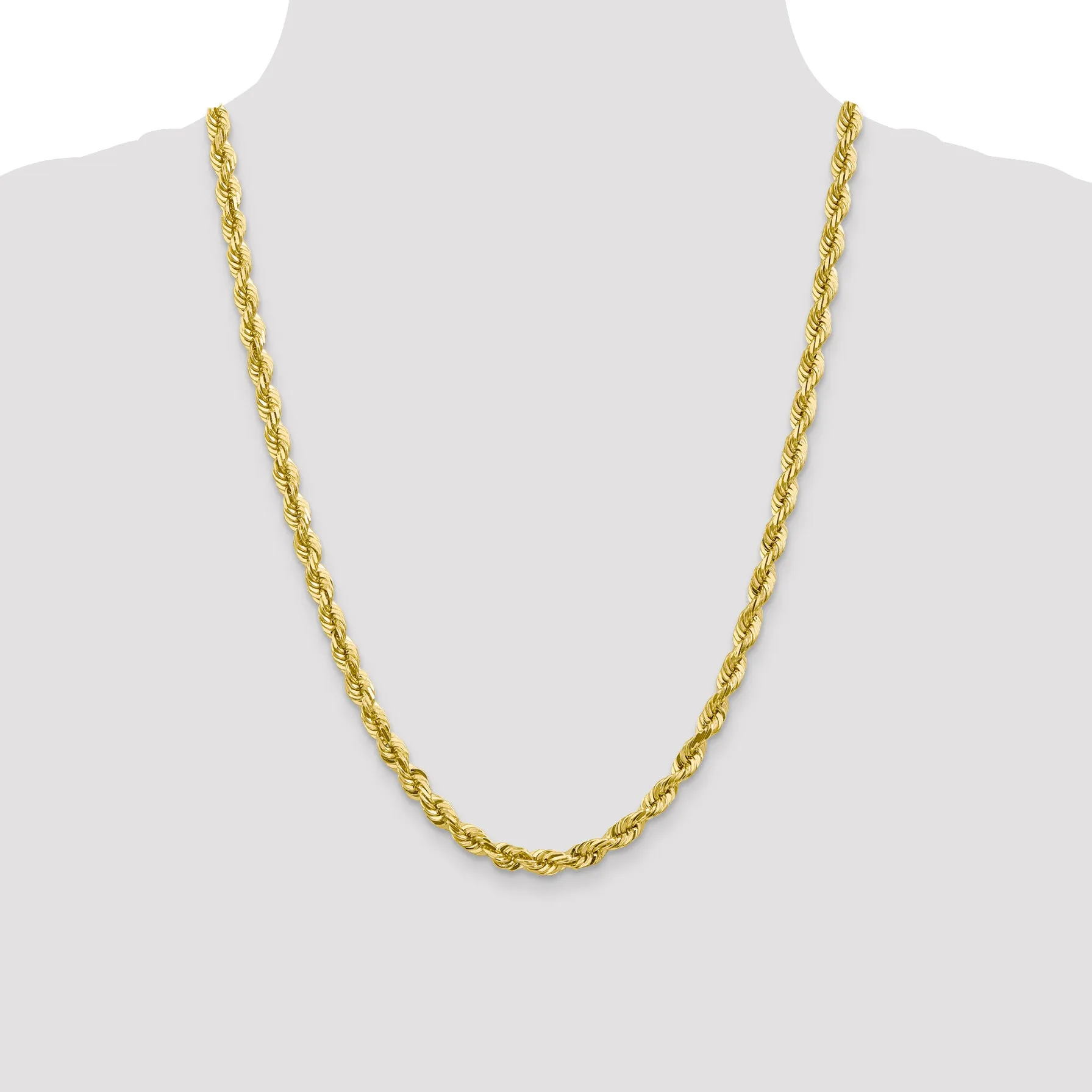 10K Yellow Gold Diamond-Cut Rope Chain Necklace, 20 Polished Unisex