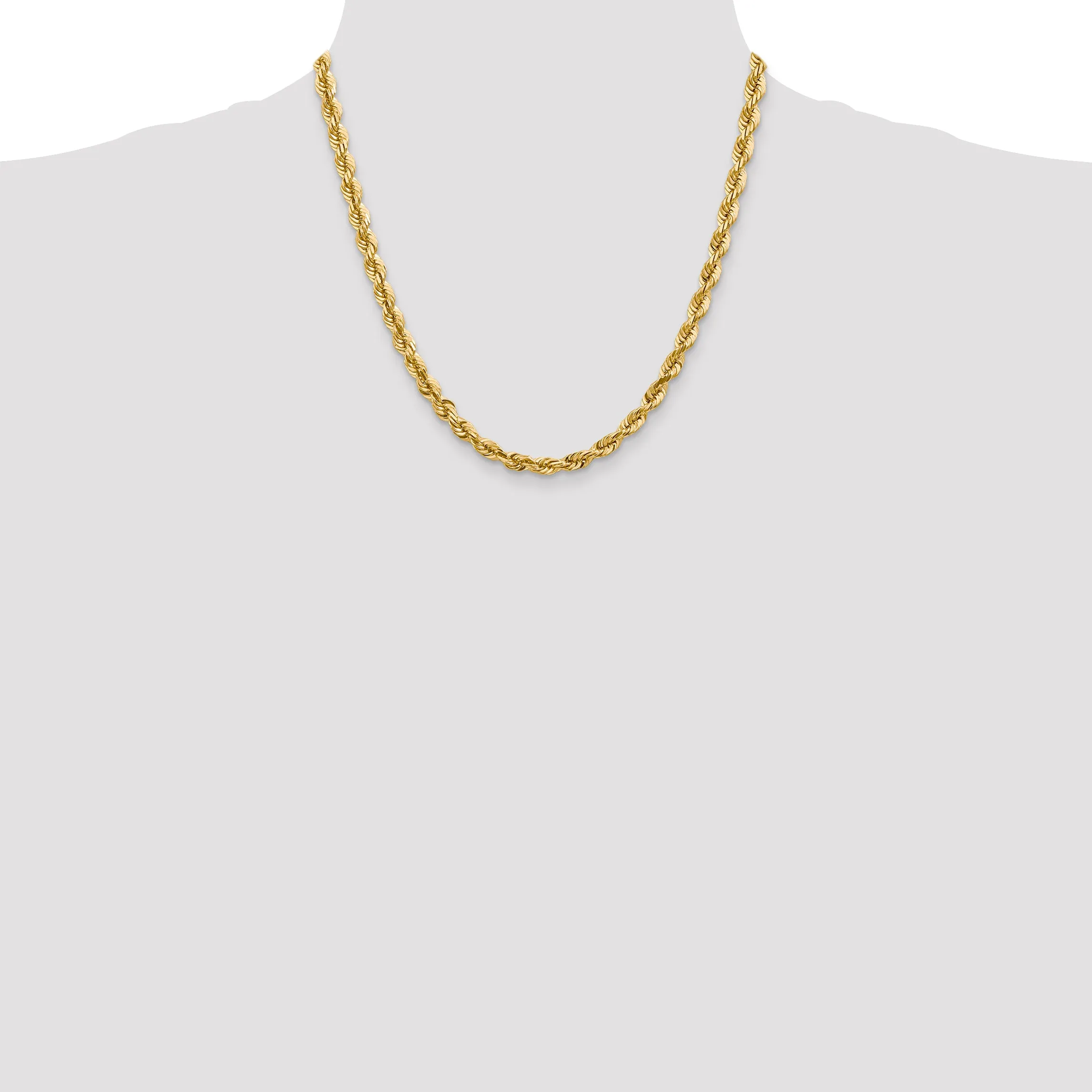10K Yellow Gold Diamond-Cut Rope Chain Necklace, 20 Polished Unisex