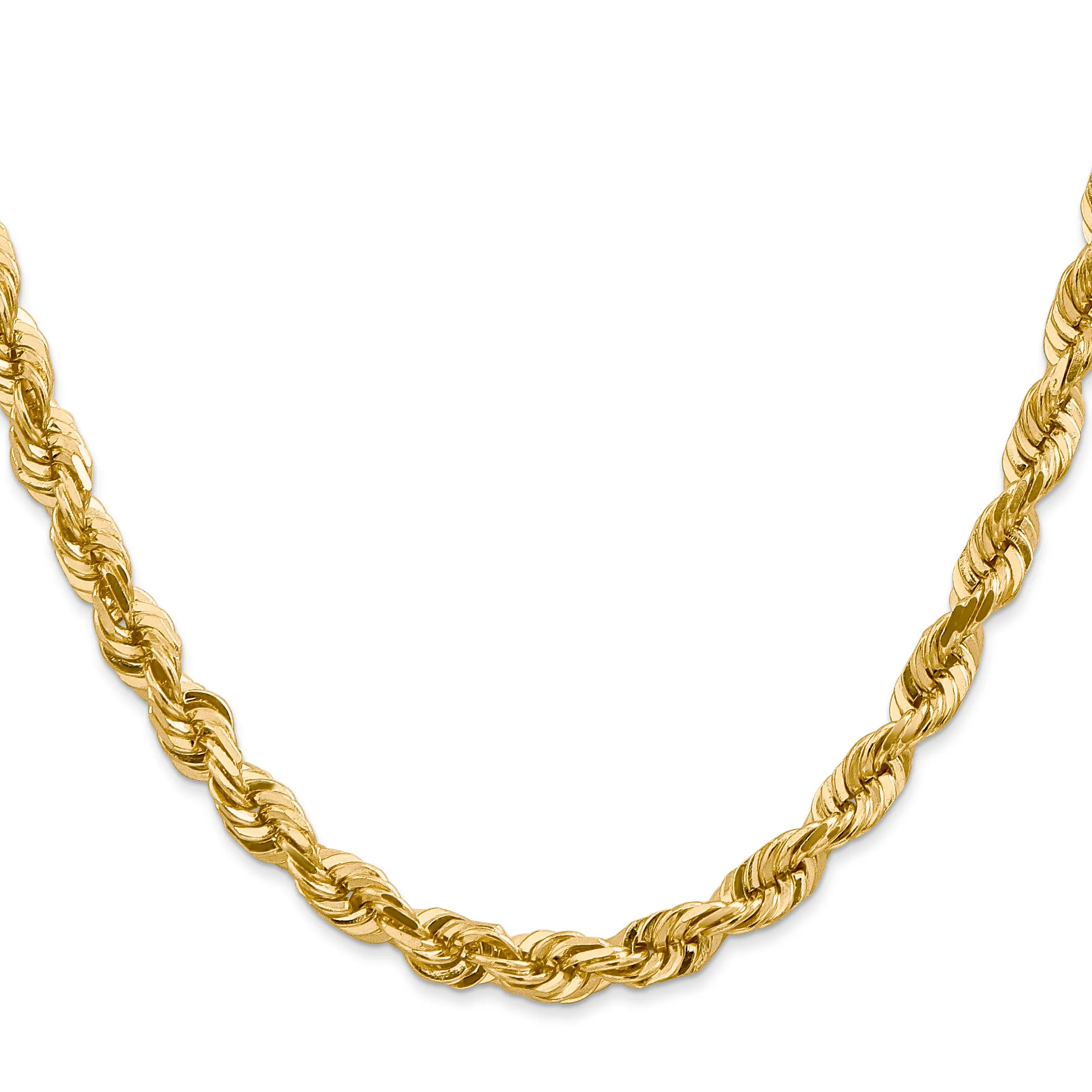 10K Yellow Gold Diamond-Cut Rope Chain Necklace, 20 Polished Unisex