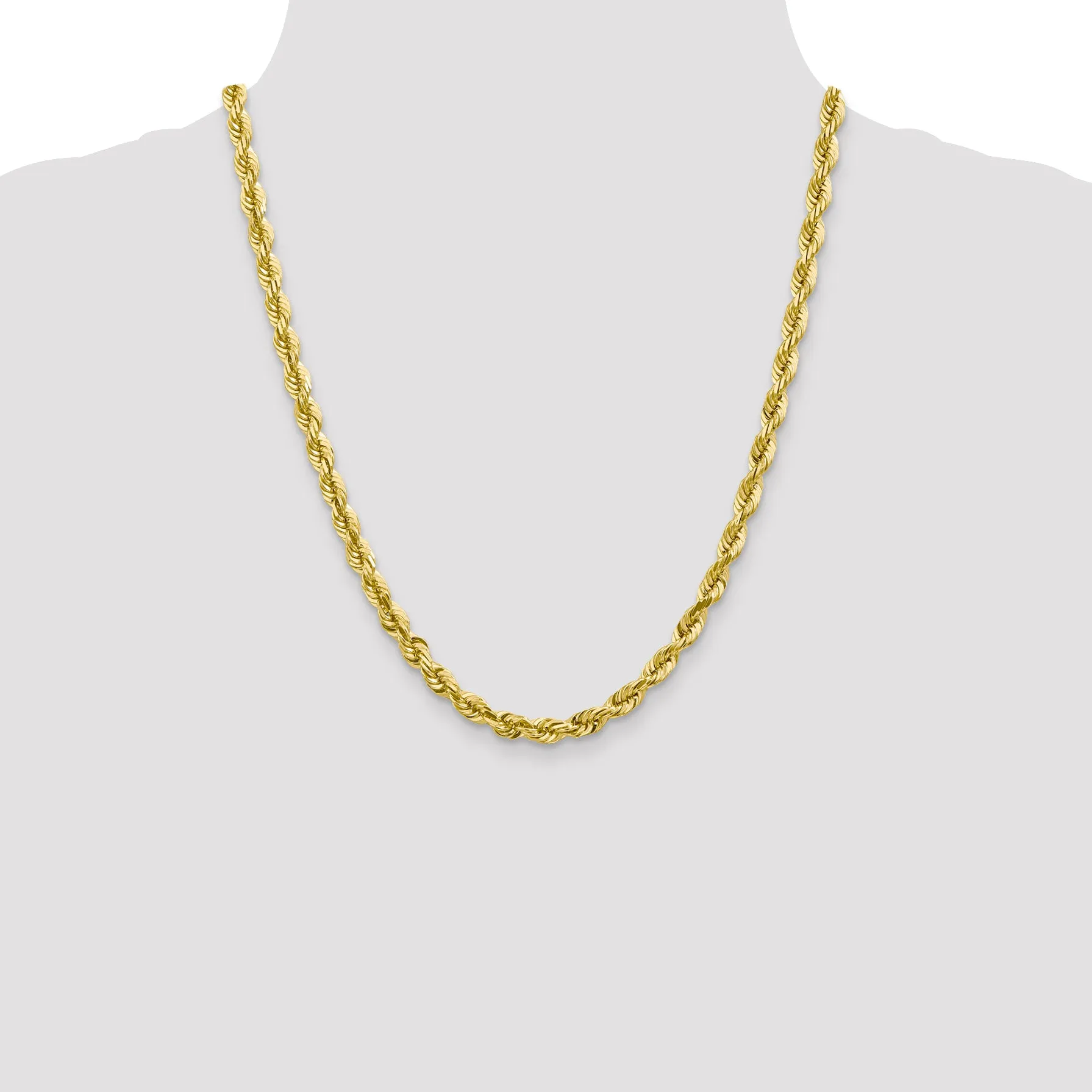 10K Yellow Gold Diamond-Cut Rope Chain Necklace, 20 Polished Unisex