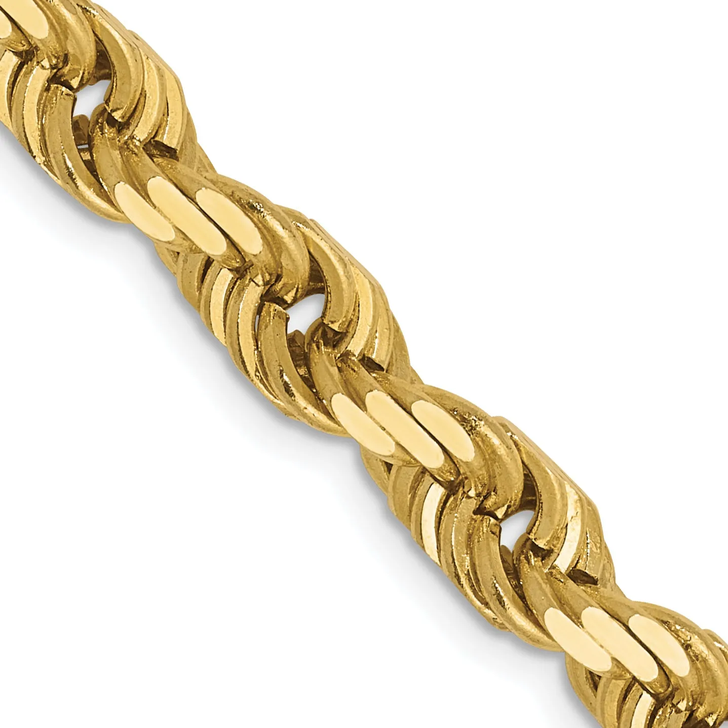 10K Yellow Gold Diamond-Cut Rope Chain Necklace, 20 Polished Unisex