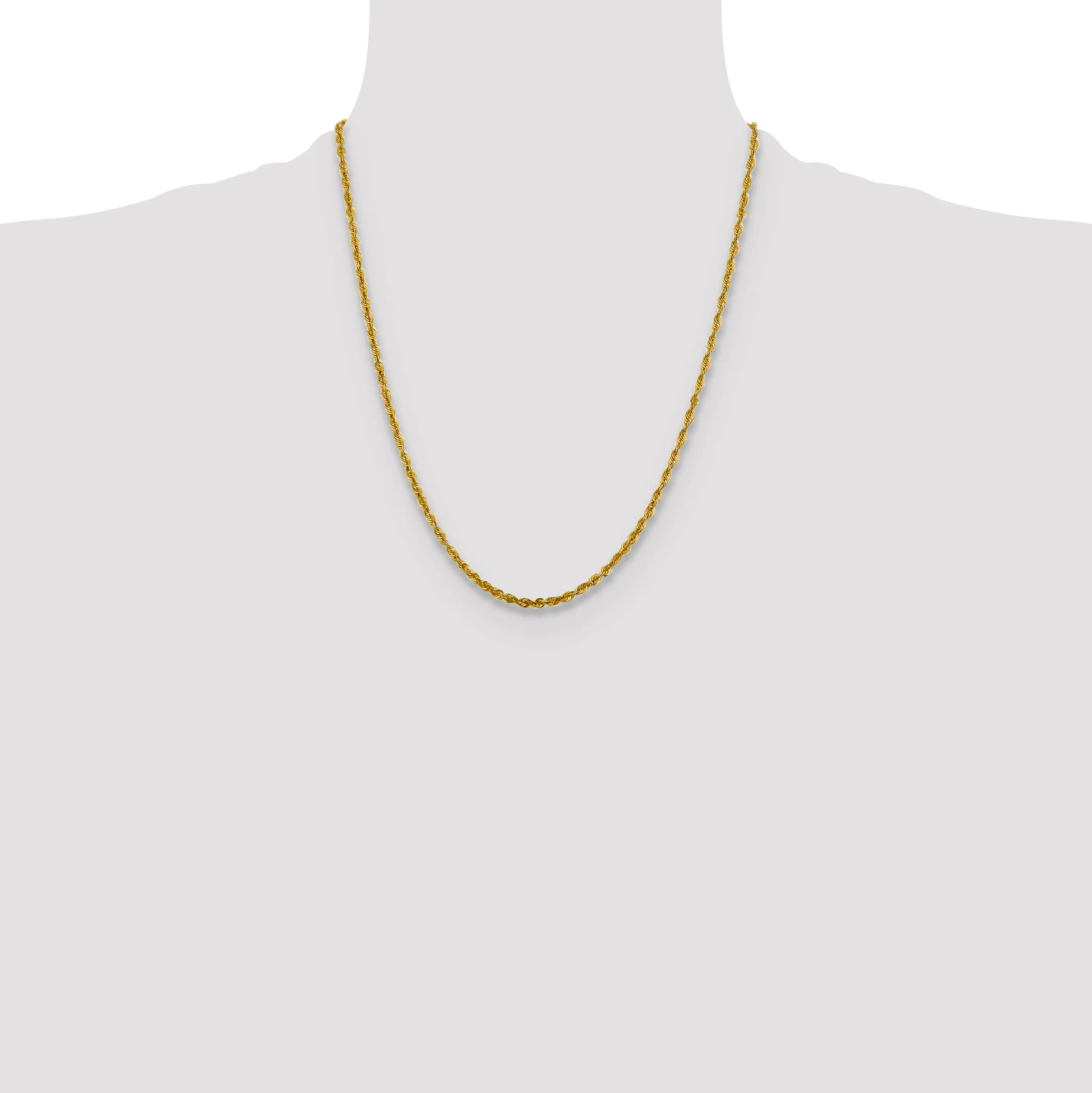 10K Yellow Gold Unisex Diamond-Cut Rope Chain Necklace 18 Polished Lightweight