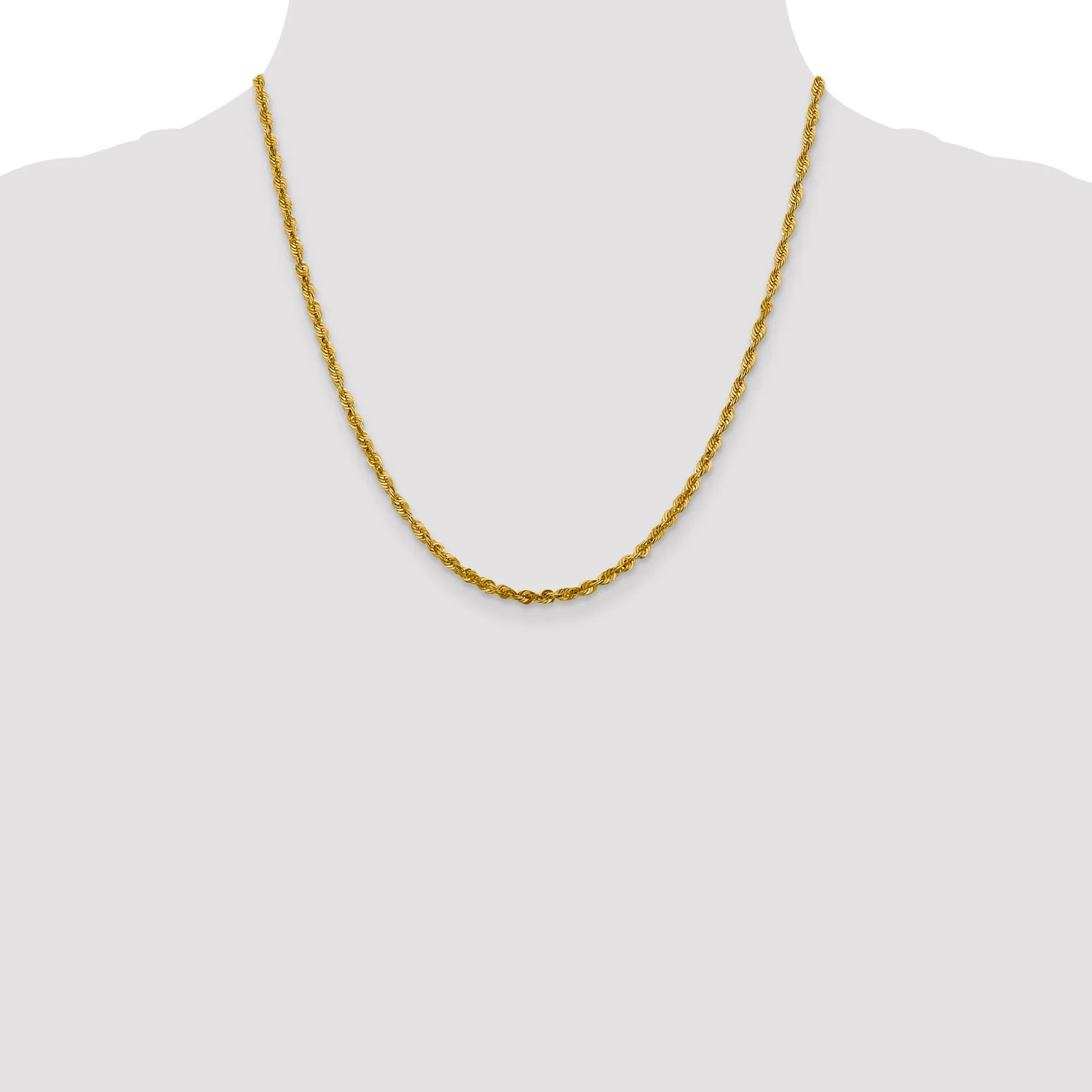 10K Yellow Gold Unisex Diamond-Cut Rope Chain Necklace 18 Polished Lightweight