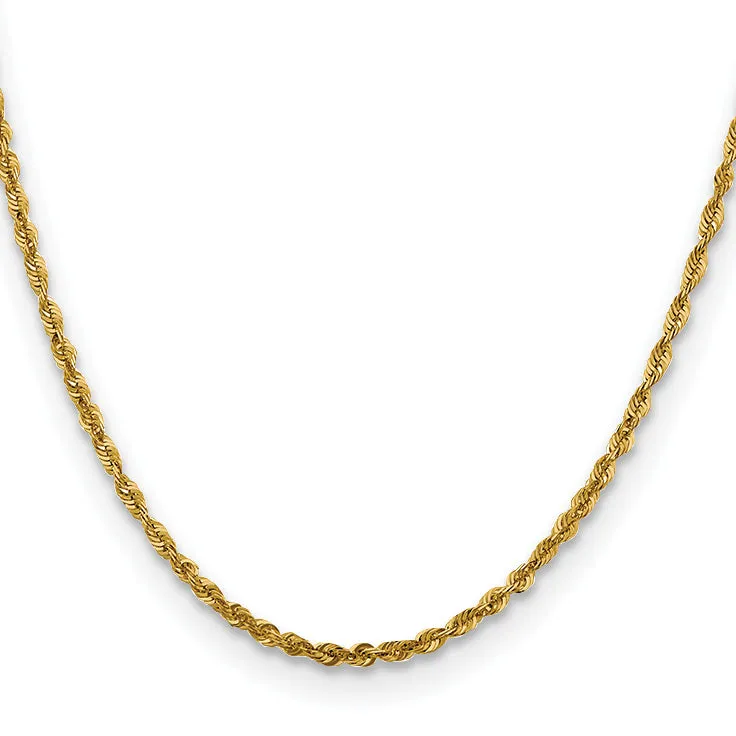 10K Yellow Gold Unisex Diamond-Cut Rope Chain Necklace 18 Polished Lightweight