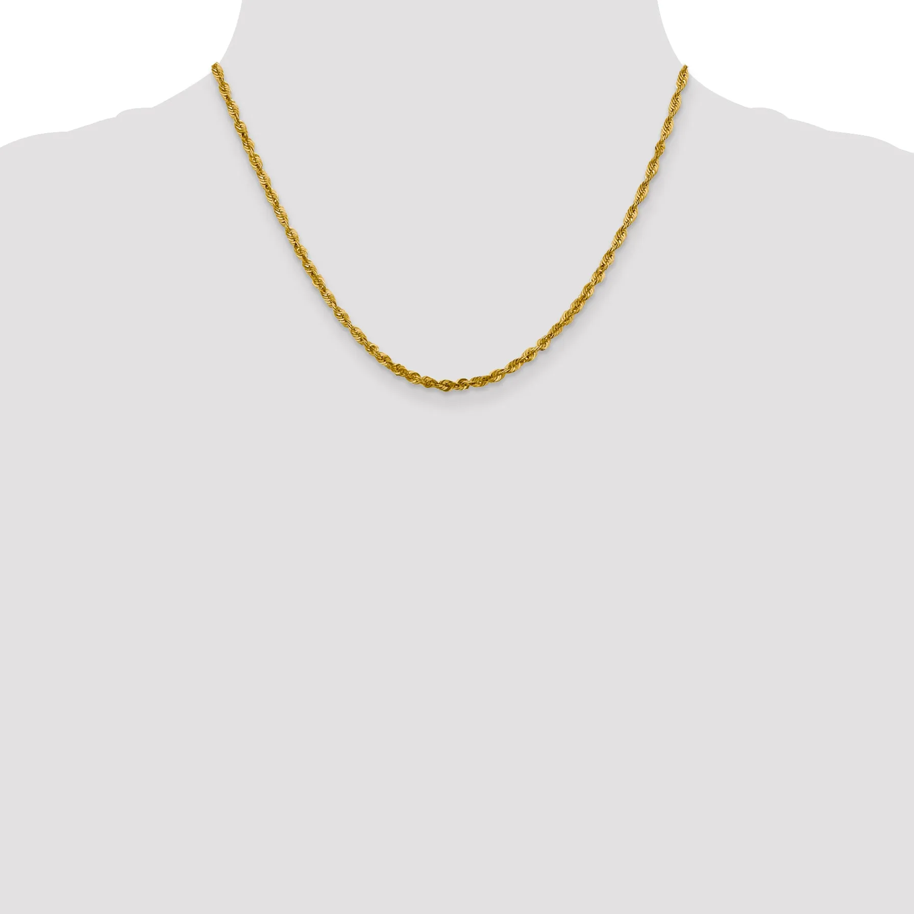 10K Yellow Gold Unisex Diamond-Cut Rope Chain Necklace 18 Polished Lightweight